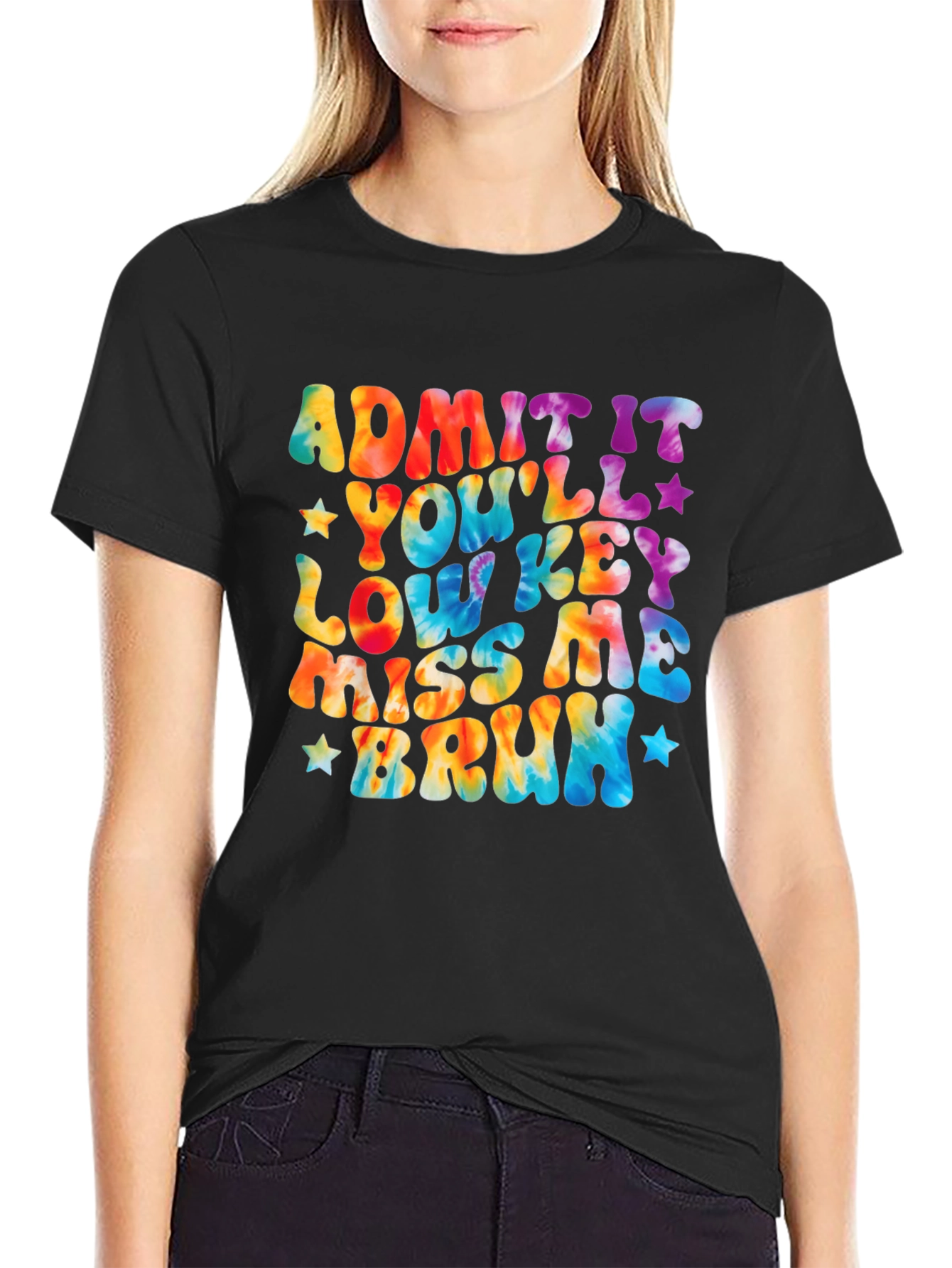 Black Admit It You'll Lowkey Miss Me Bruh T-Shirt view 2