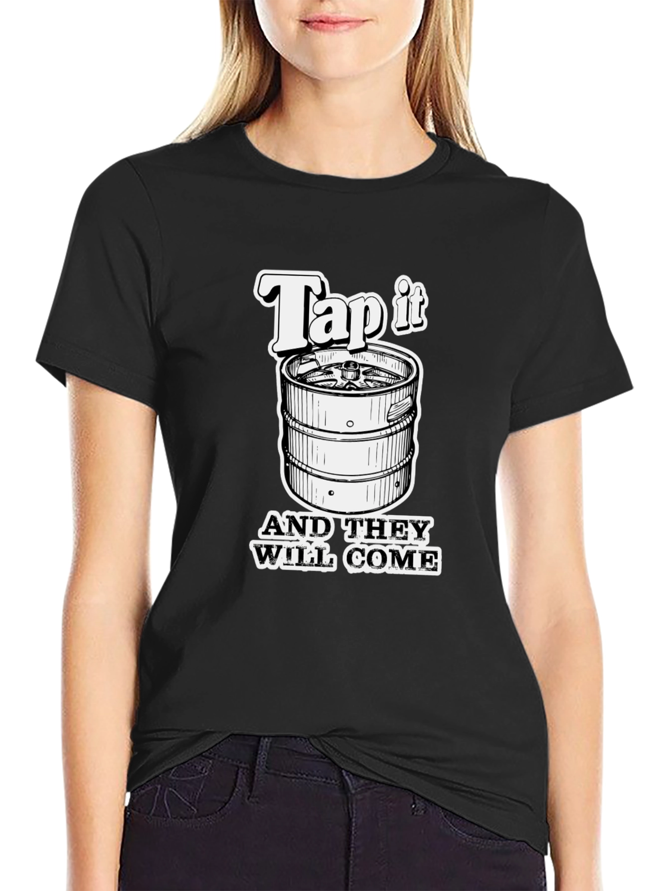 Black Tap It Funny Beer Keg T-Shirt view 2