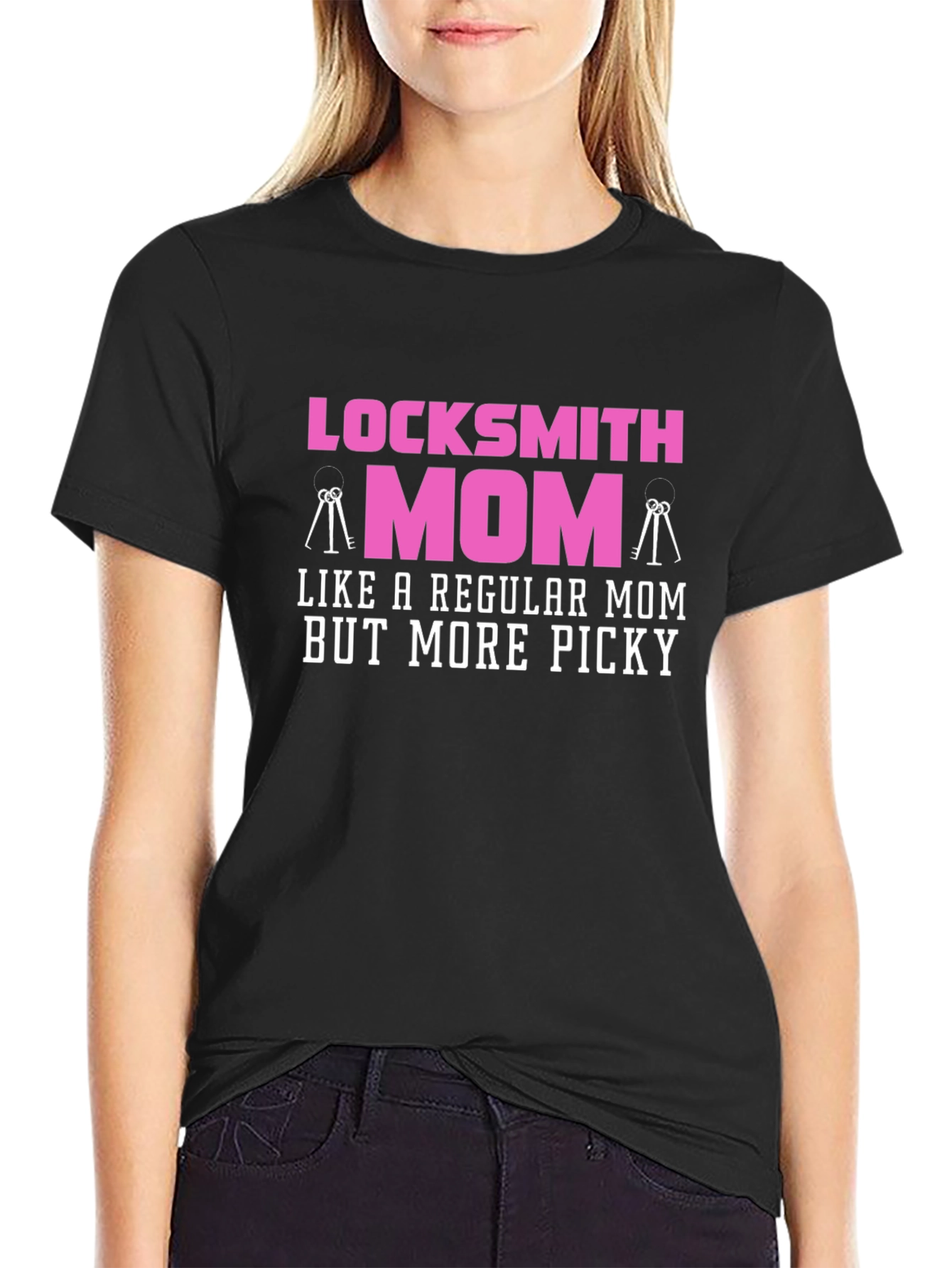 Black Locksmith Mom T-Shirt - Picky Mom Graphic Tee view 2