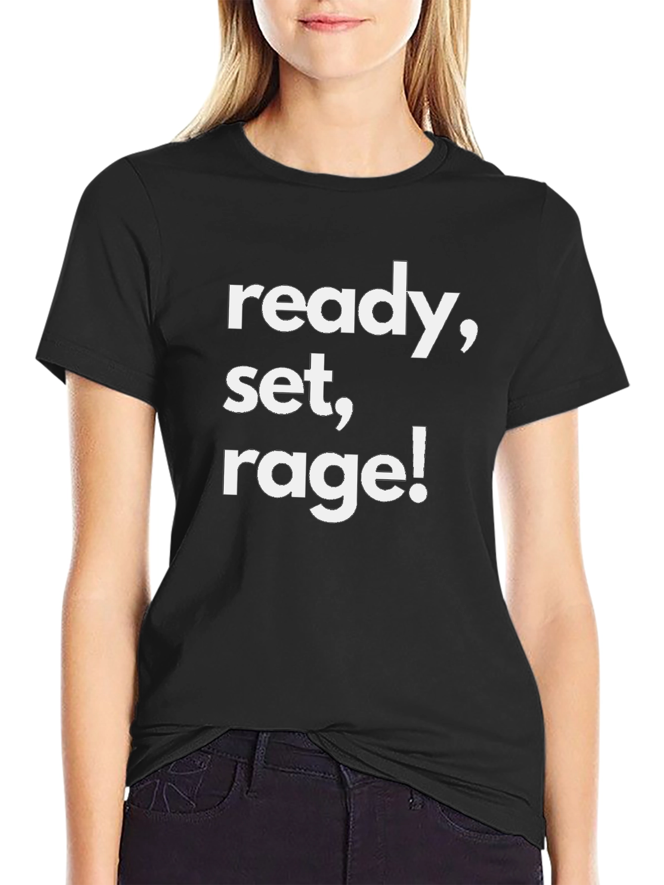 Black Ready Set Rage! Graphic Tee - Black Cotton Blend view 2