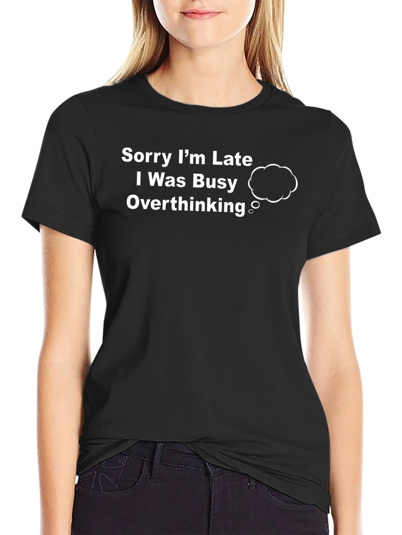 Black Overthinking T-Shirt - Funny & Relatable Tee view 2