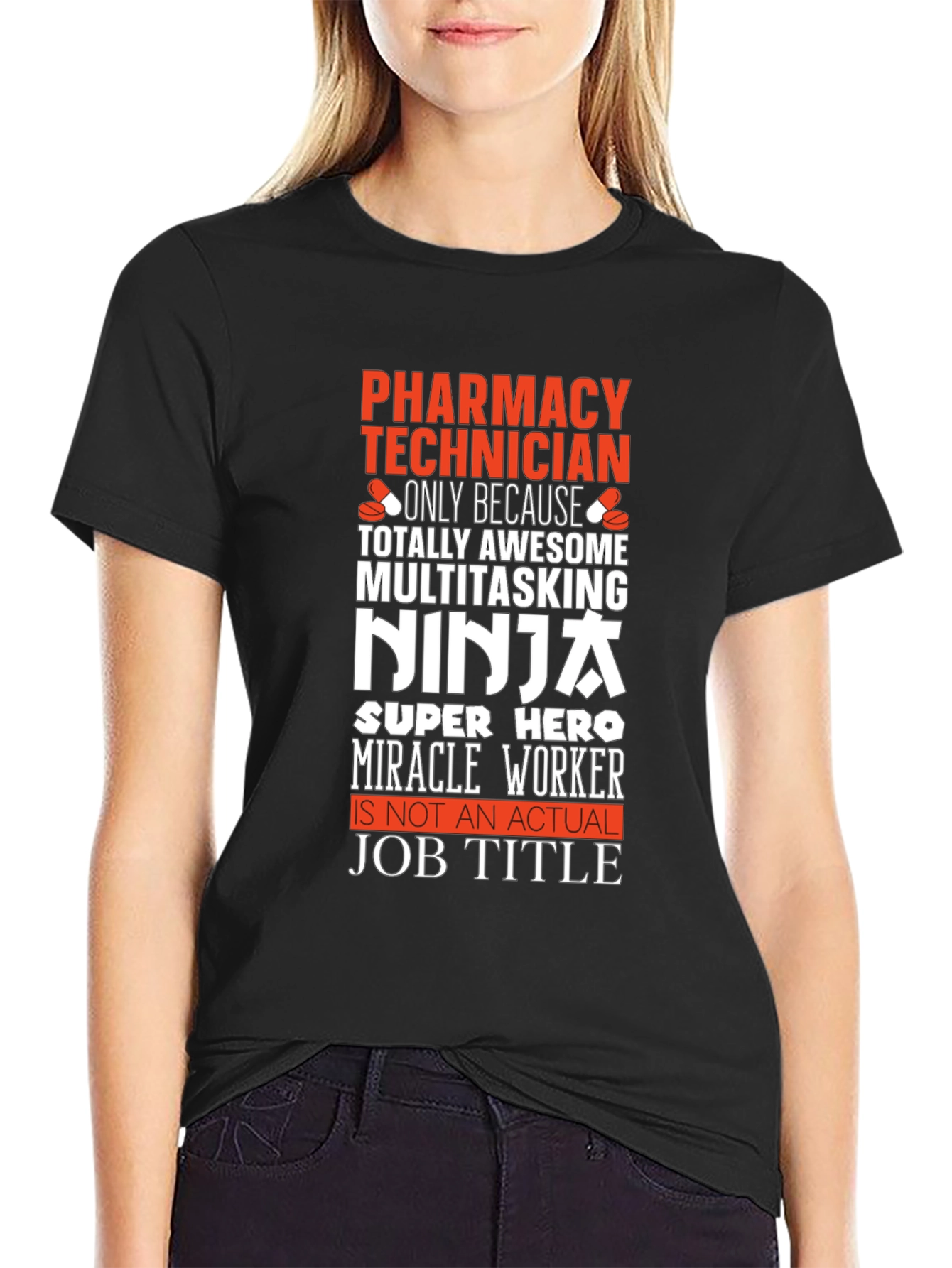 Black Pharmacy Technician Novelty T-Shirt view 2