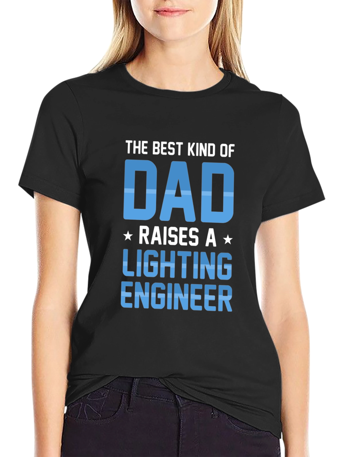 Black Best Kind of Dad Lighting Engineer T-Shirt view 2