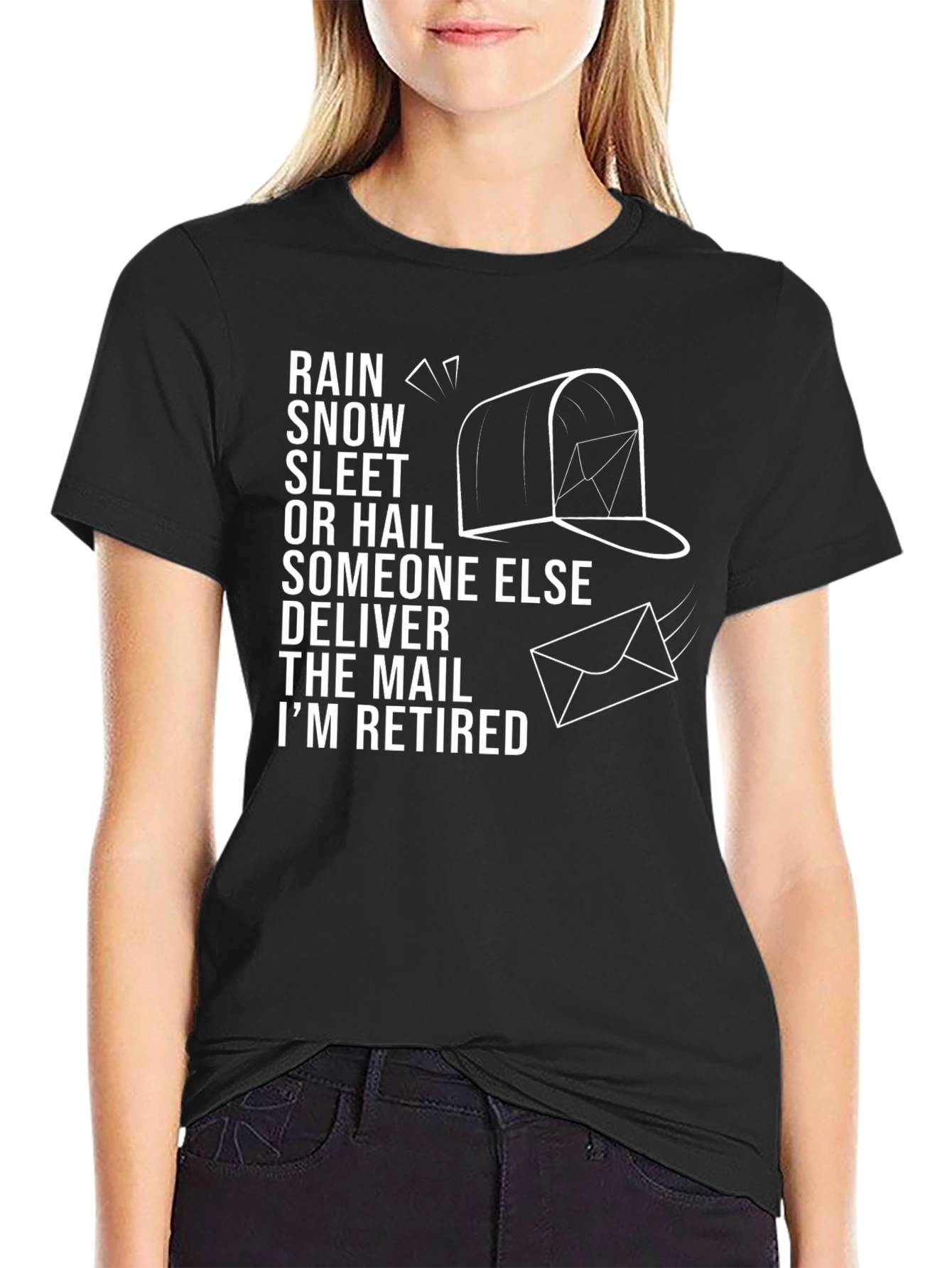 Black Retired Mail Carrier T-Shirt - Funny Postman Gift view 2
