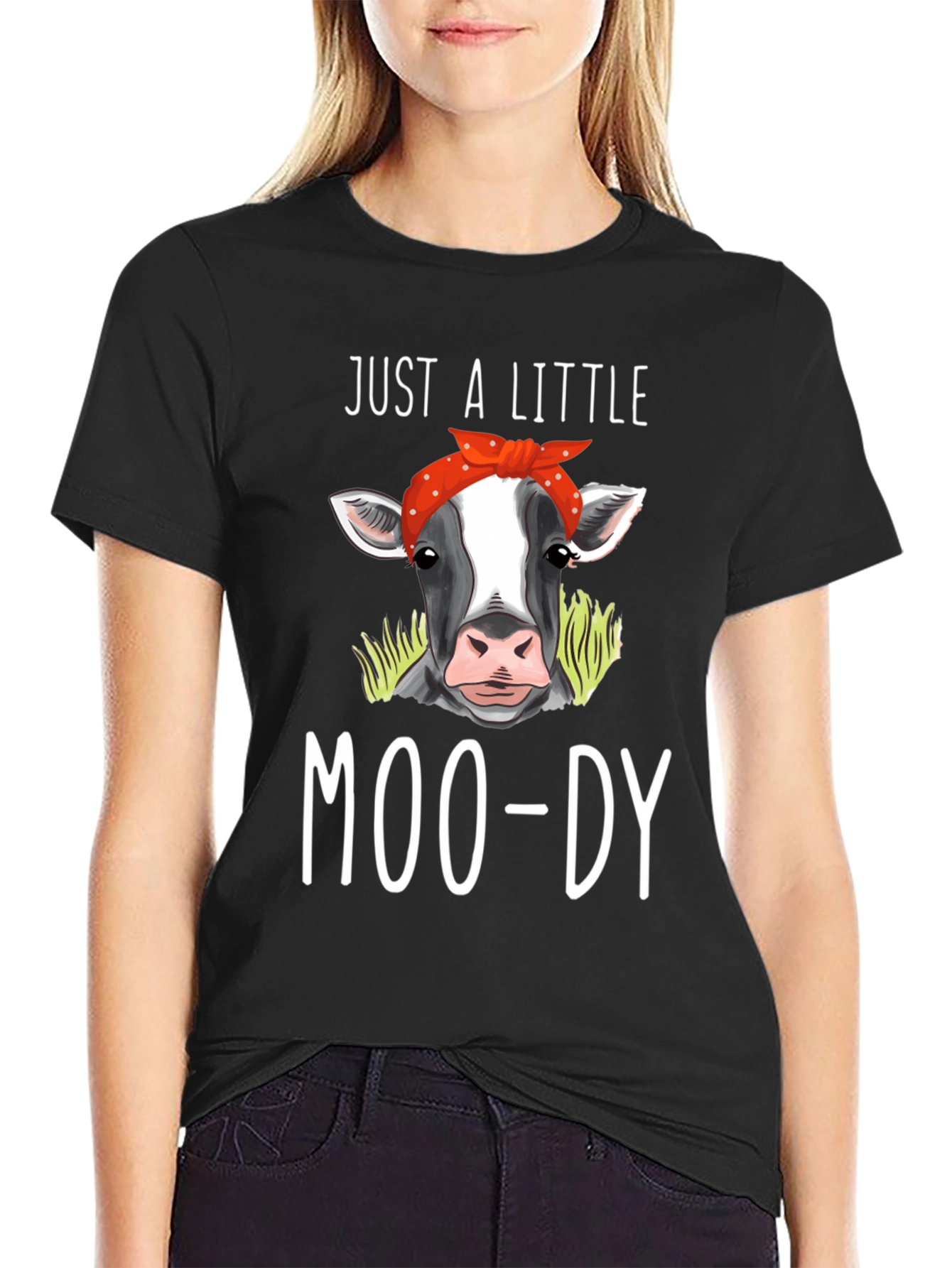 Black Just A Little Moo-dy Cow T-Shirt view 2