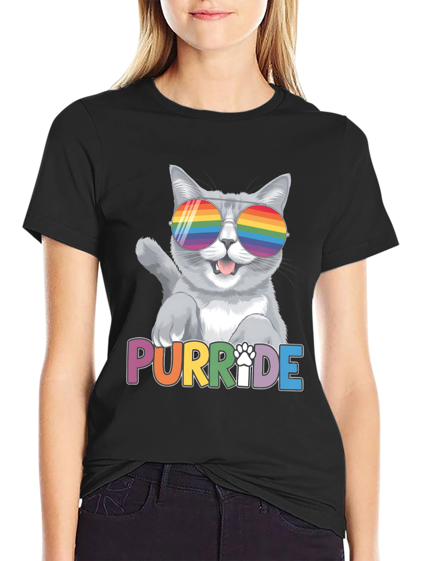 Black Purr-ide Cat T-Shirt view 2