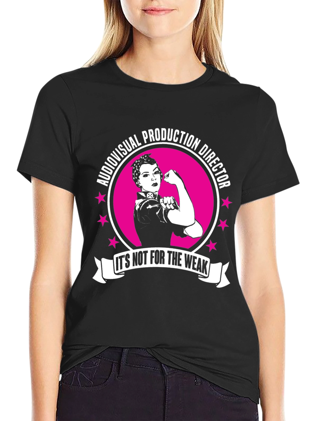 Black Audiovisual Production Director Strong Woman T-Shirt view 2