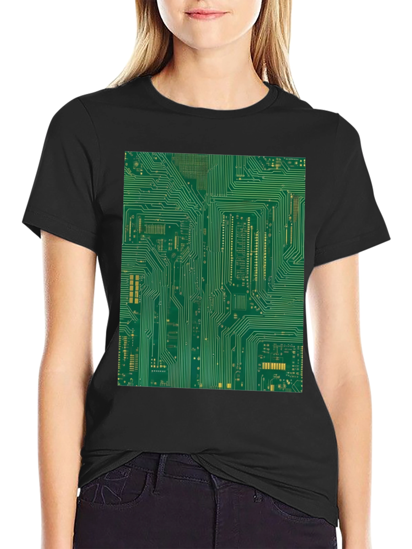 Black Circuit Board Graphic Tee - Black view 2