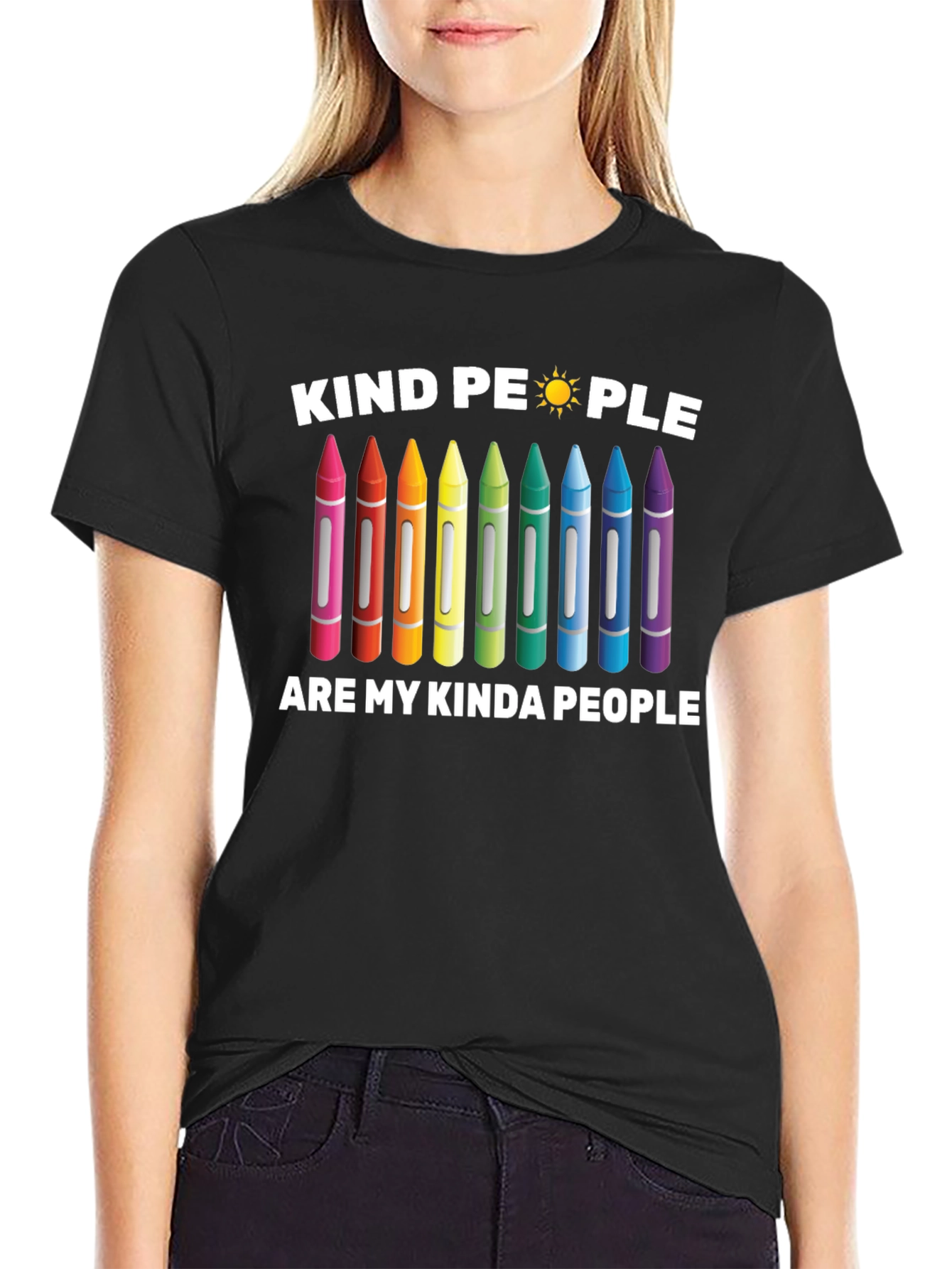 Black Kind People Crayon Graphic T-Shirt view 2