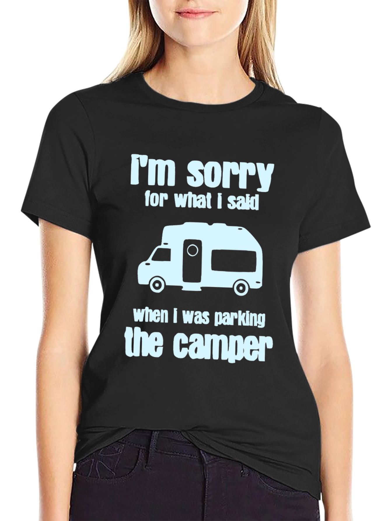 Black Camper Parking Apology T-Shirt - Funny RV Camping Tee view 2