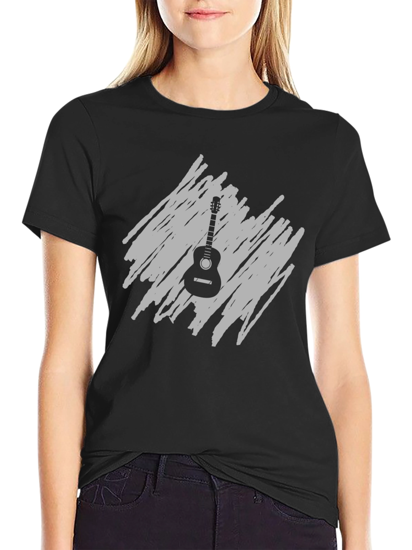Black Guitar Graphic T-Shirt - Music Lover's Tee view 2