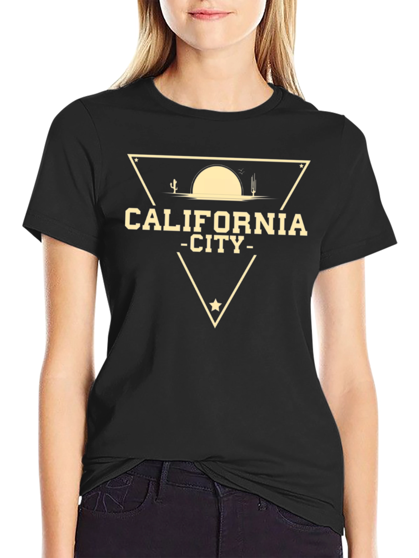 Black California City T-Shirt - Desert Graphic Tee view 2