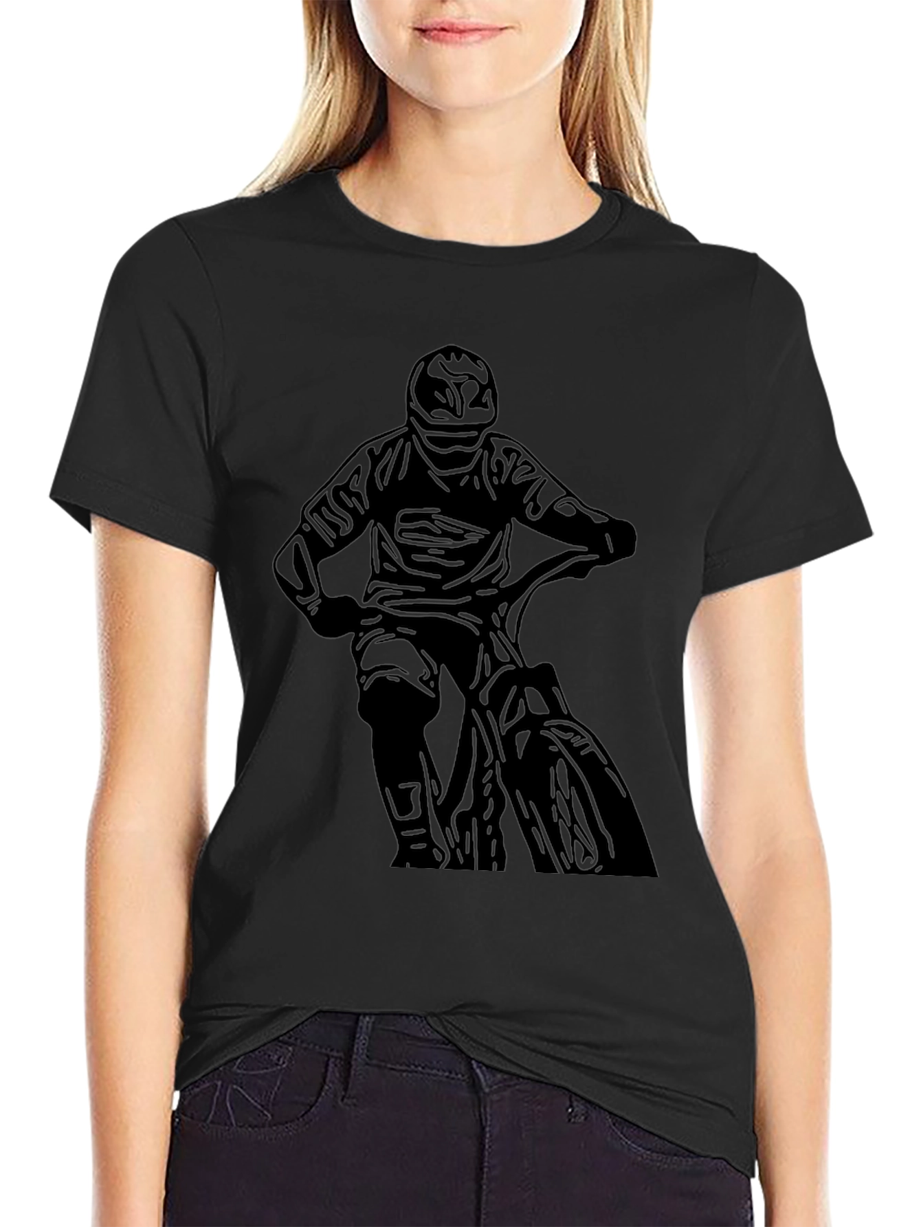 Black Men's Black Biker Graphic Tee view 2
