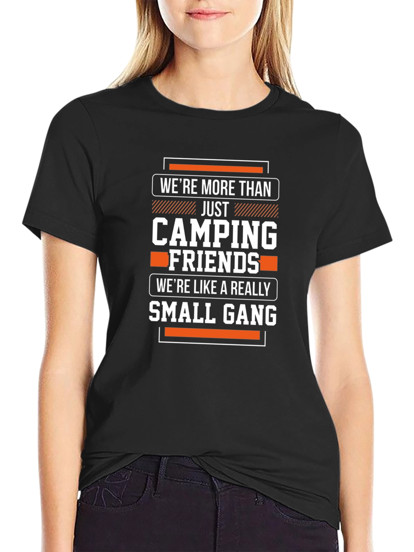 Black Camping Friends Small Gang T-Shirt - Funny Outdoor Adventure Tee view 2