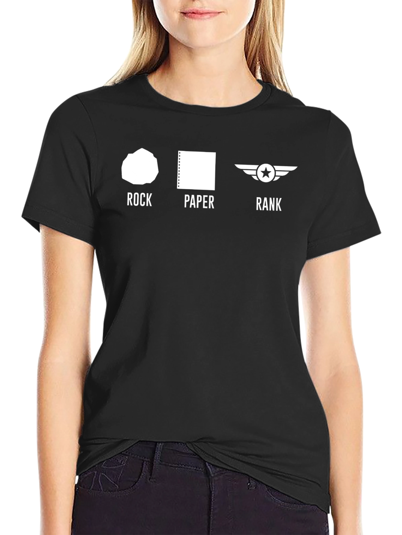 Black Rock Paper Rank Graphic T-Shirt - Black view 2