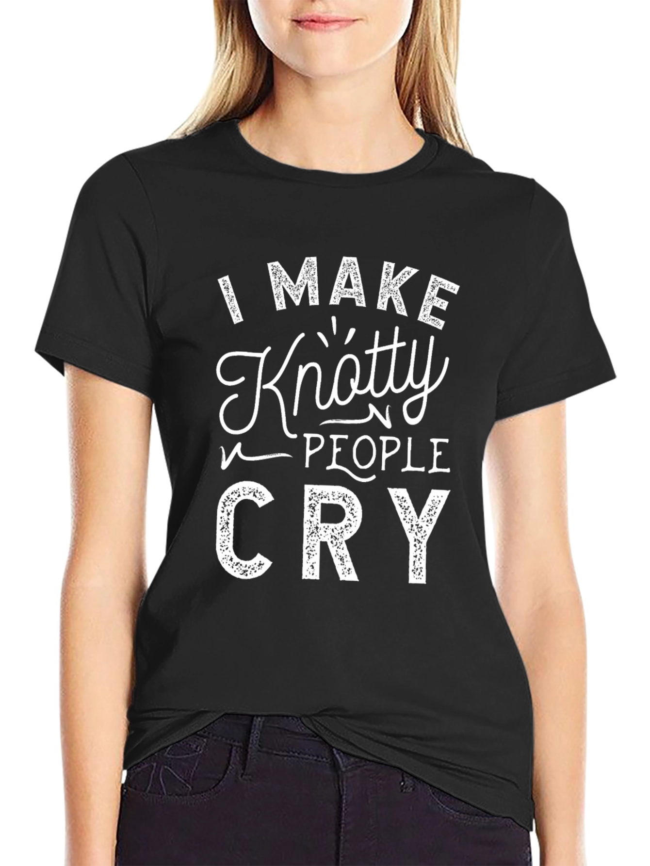 Black Knotty People Cry Novelty Graphic T-Shirt view 2