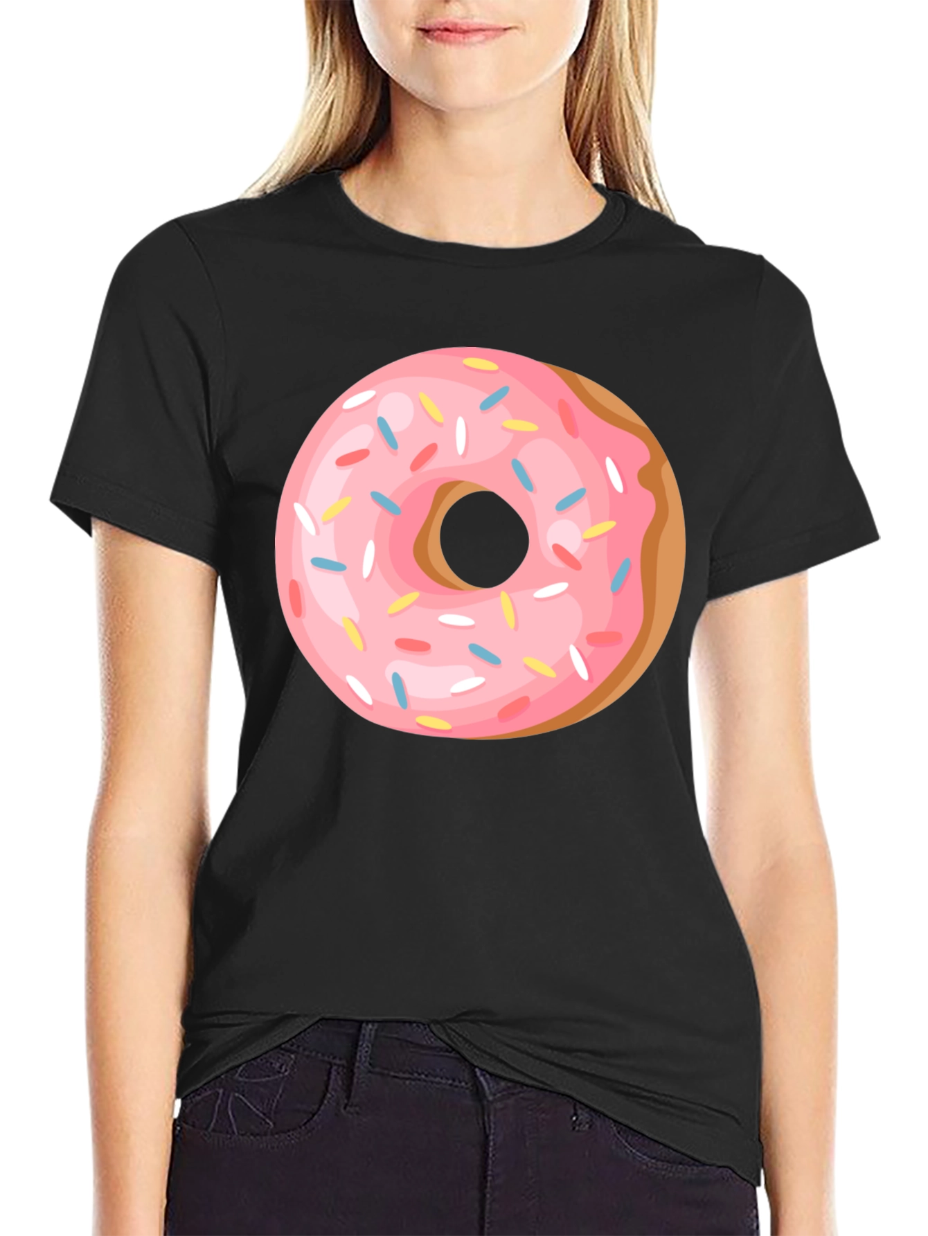 Black Donut Graphic Tee - Casual Black T-Shirt view 2