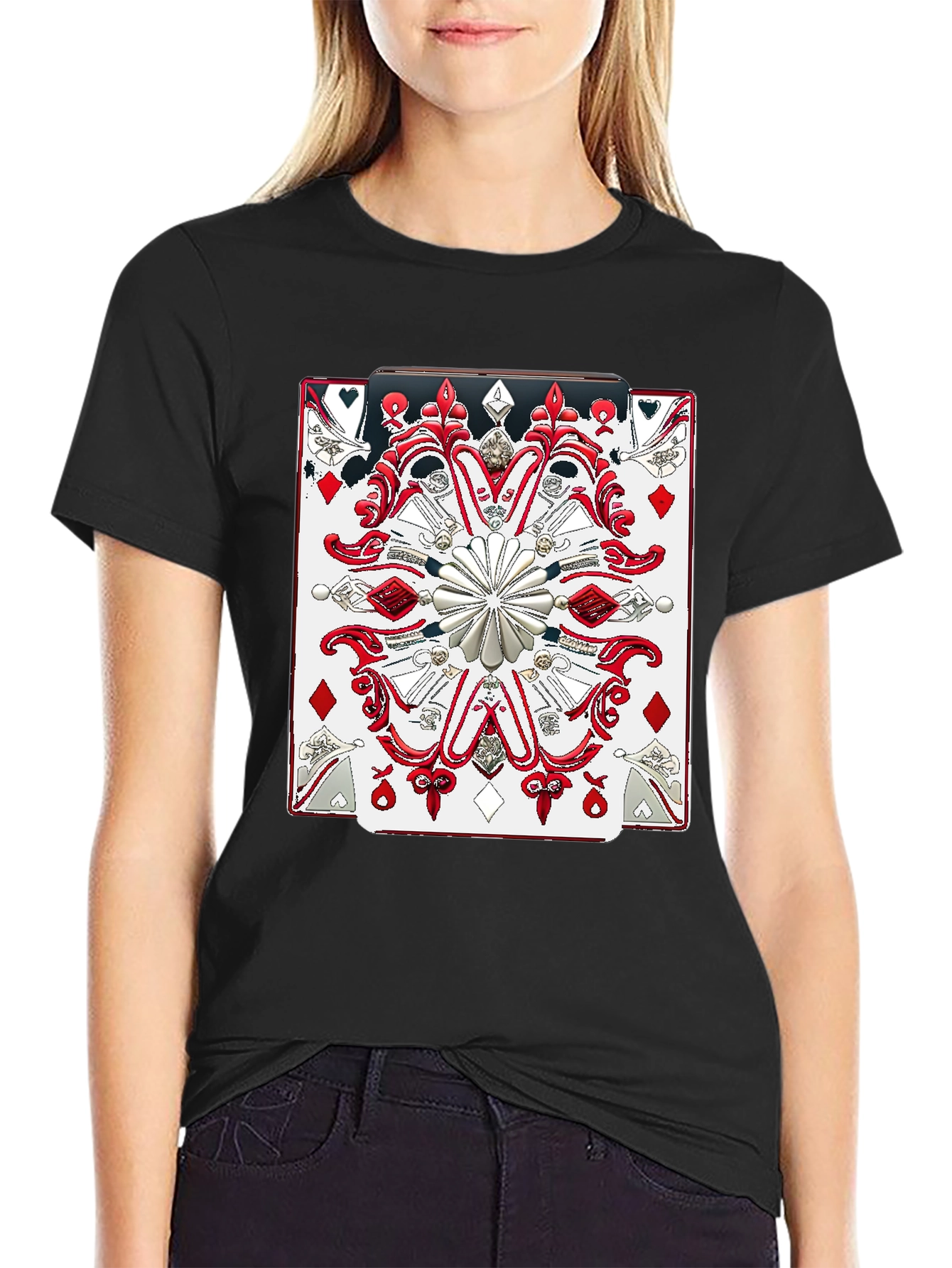 Black Playing Card Graphic Tee - Bold & Unique Design view 2