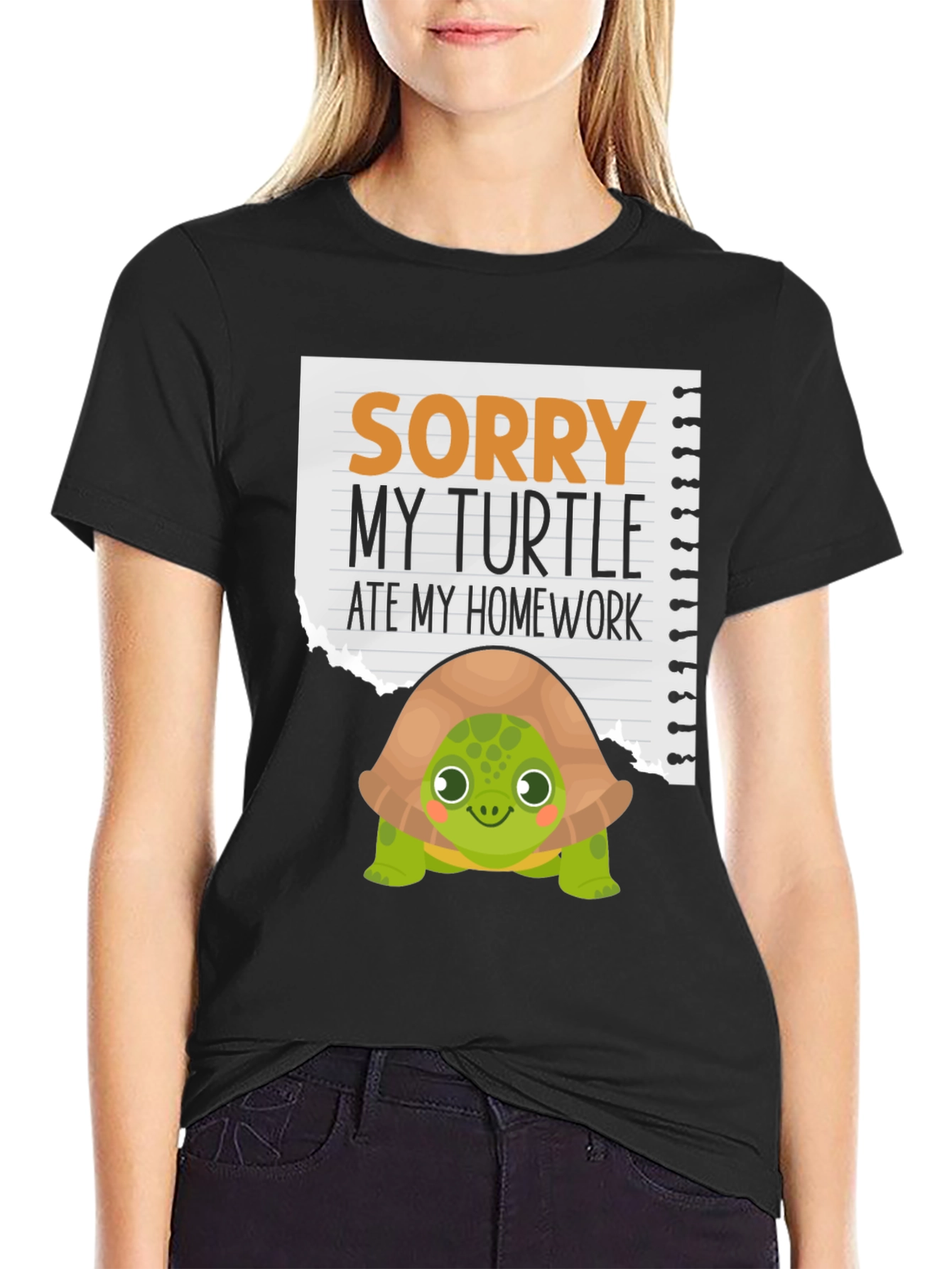 Black Turtle Ate My Homework T-Shirt view 2