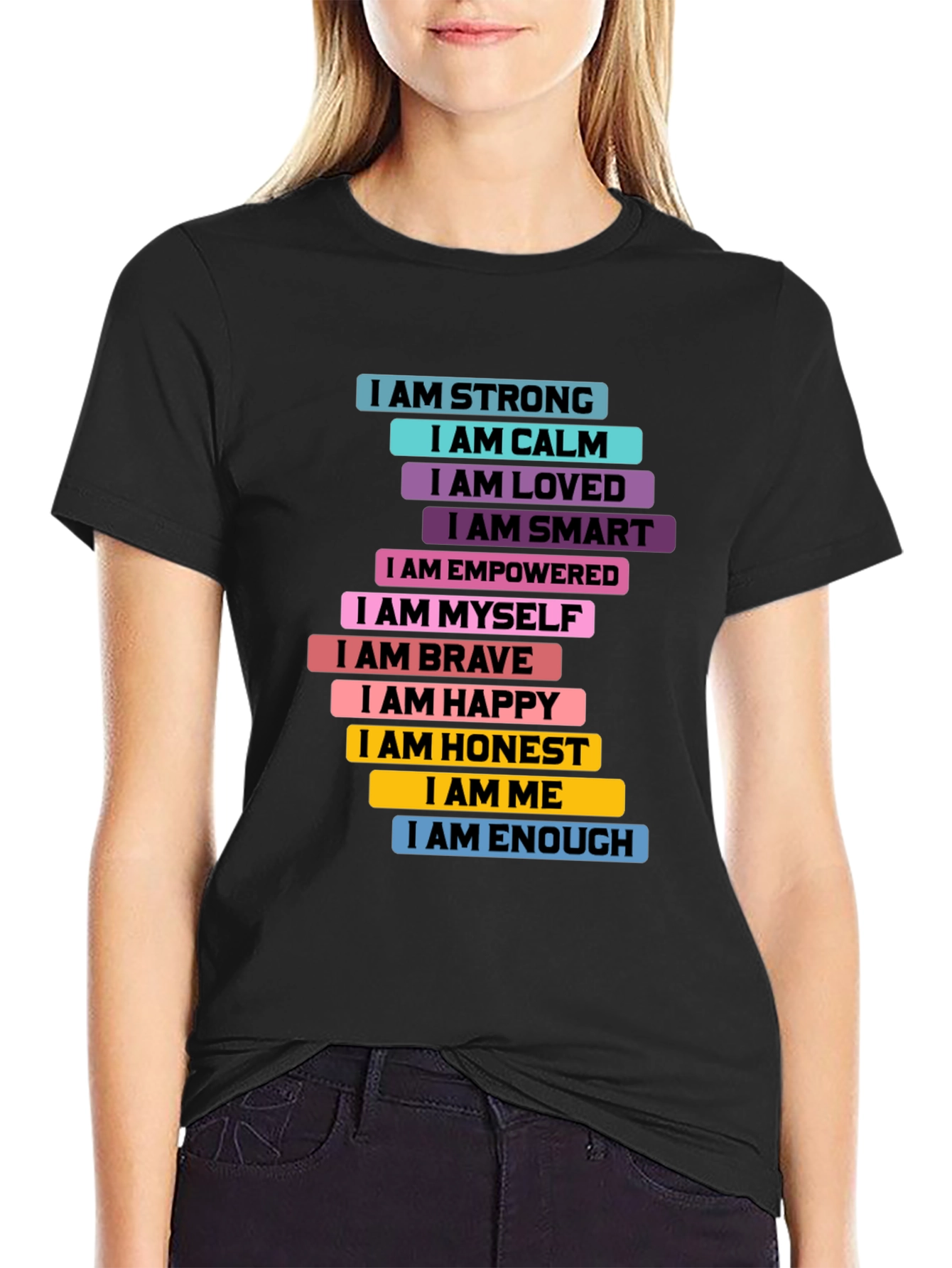 Black Inspirational "I AM" T-Shirt - Positive Affirmations view 2