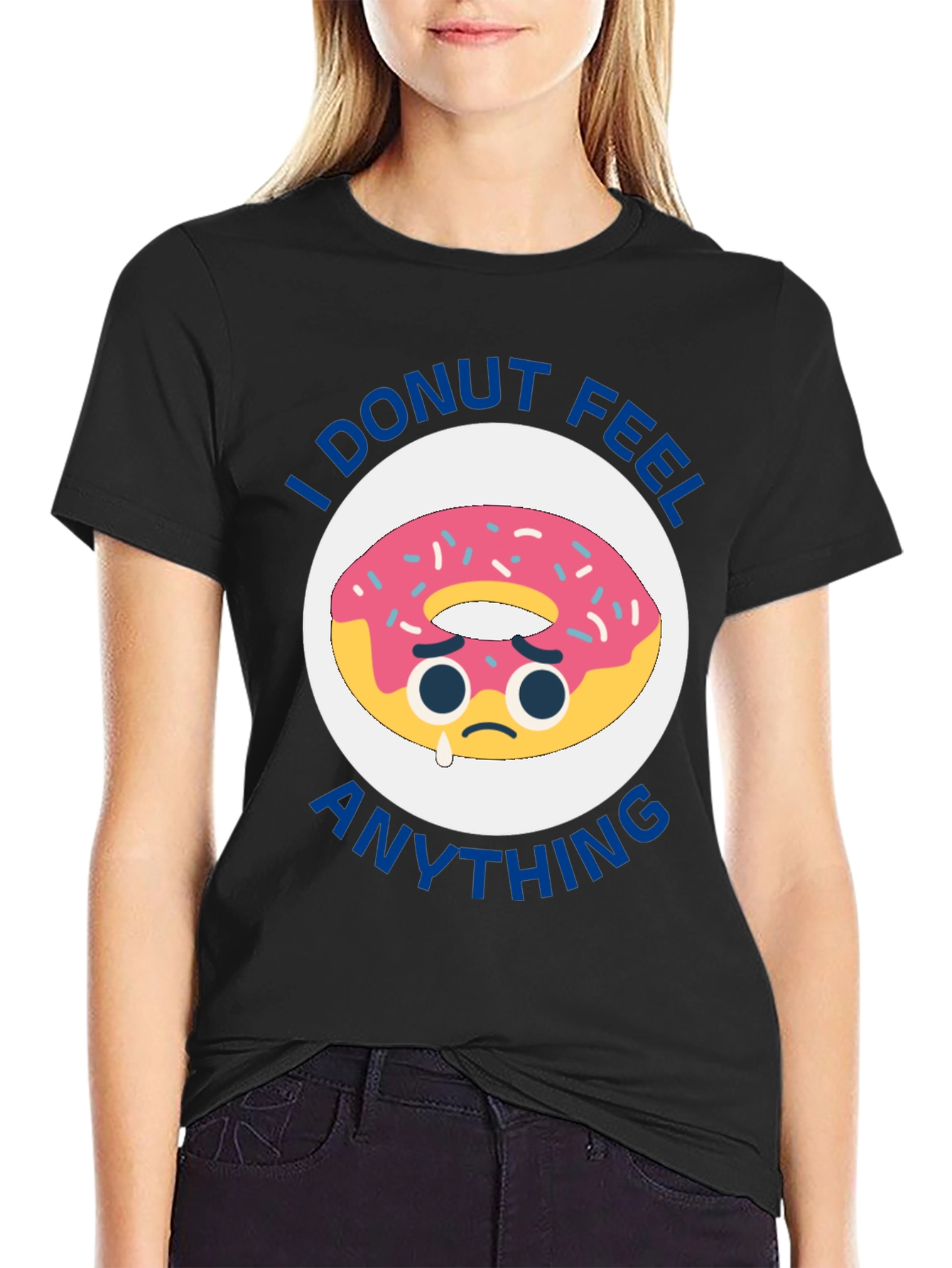 Black I Donut Feel Anything Funny T-Shirt view 2