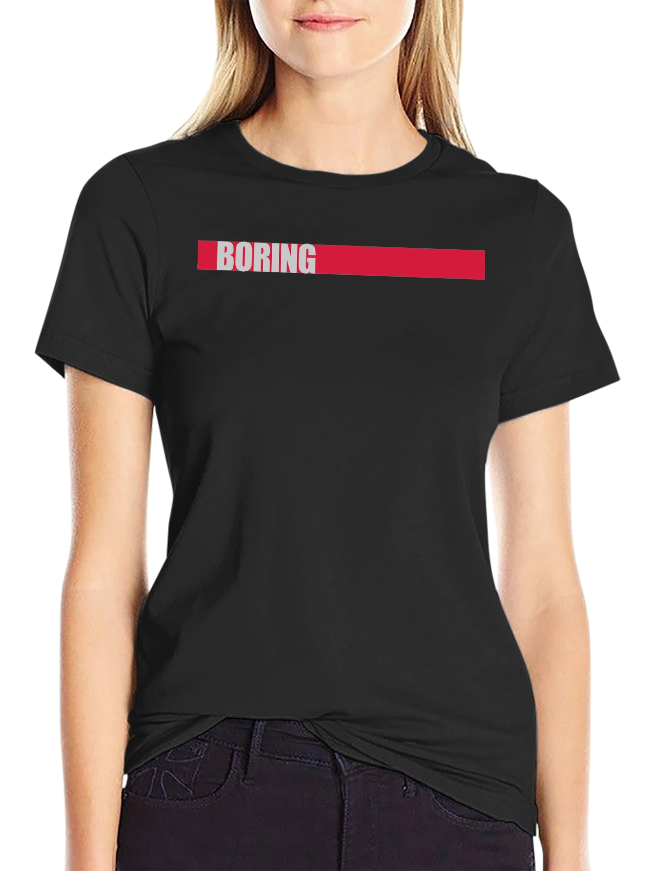 Black Boring Graphic Tee - Men's Short Sleeve Crew Neck T-Shirt view 2