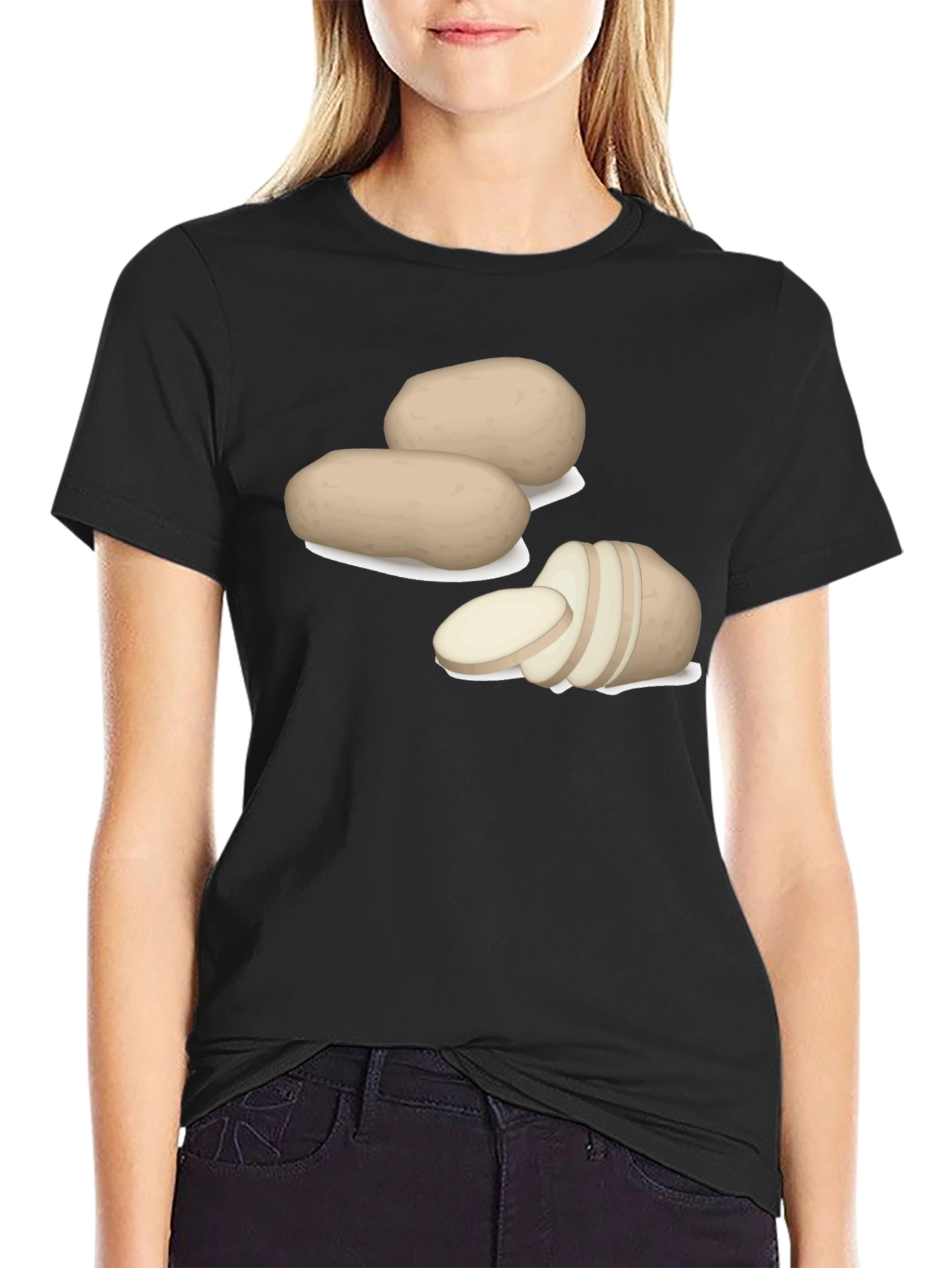 Black Potato Graphic Tee - Funny Foodie Shirt view 2