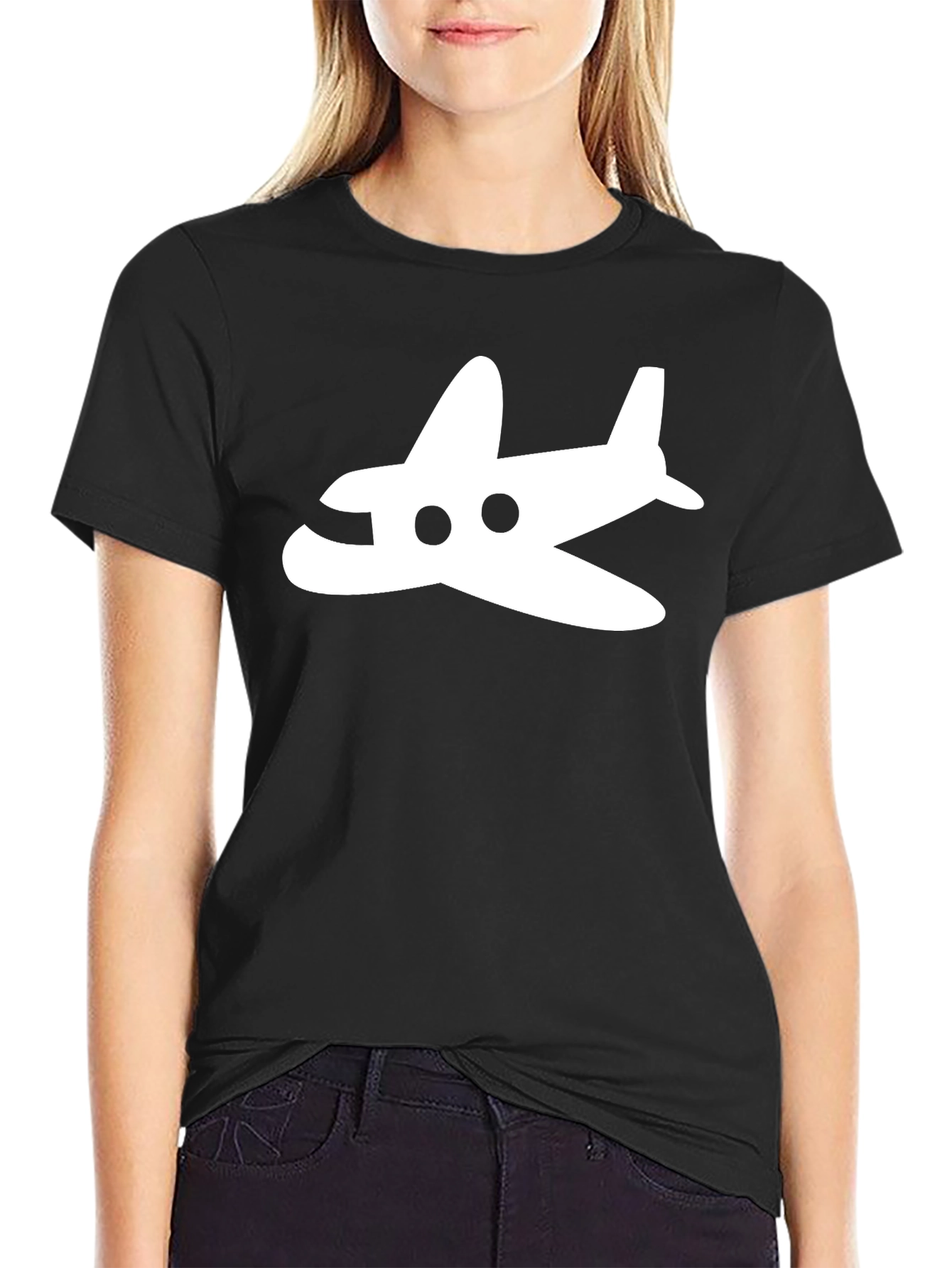 Black Airplane Graphic T-Shirt | Black Casual Tee view 2