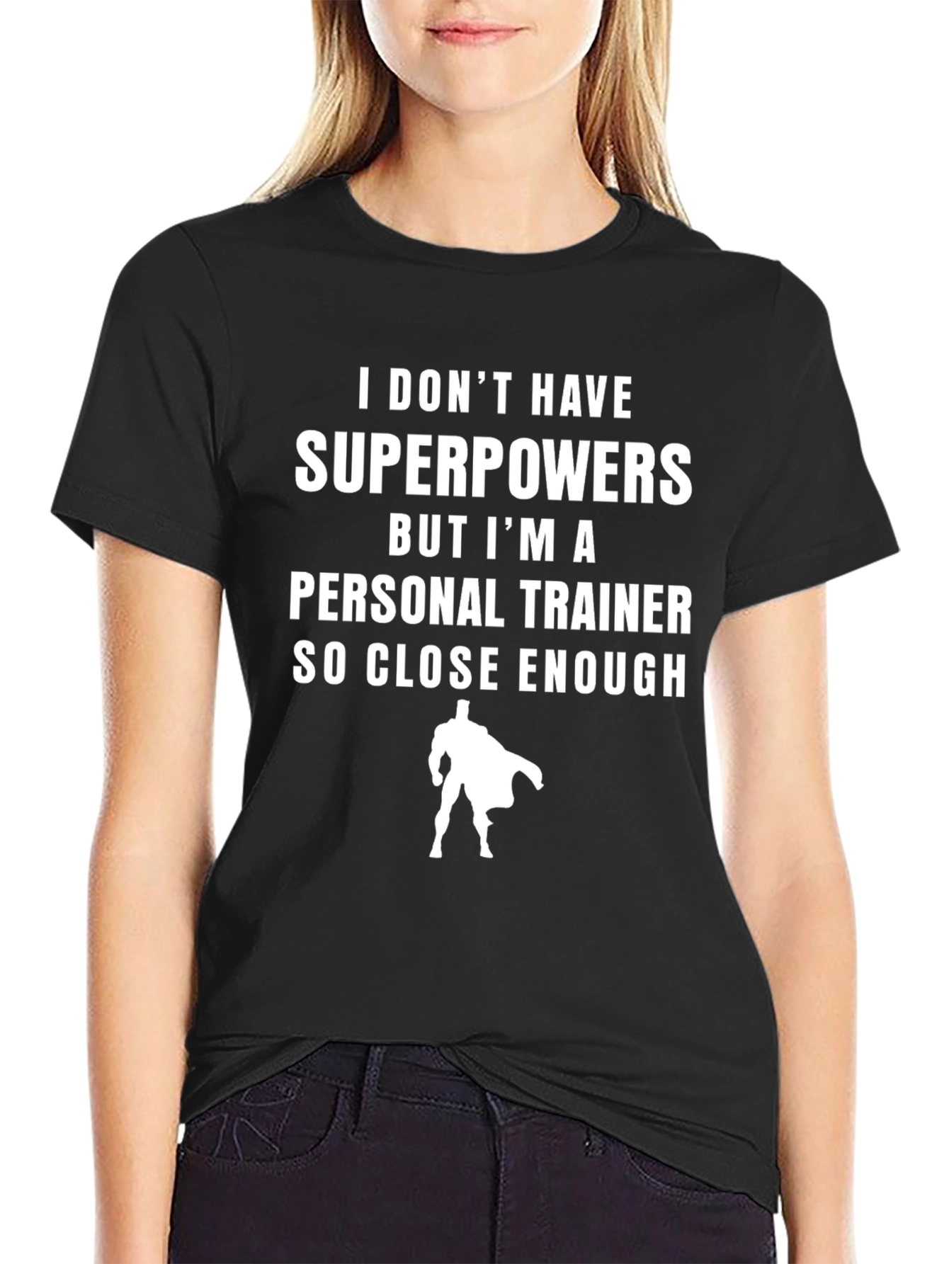 Black Personal Trainer Superhero T-Shirt - Funny Fitness Tee view 2