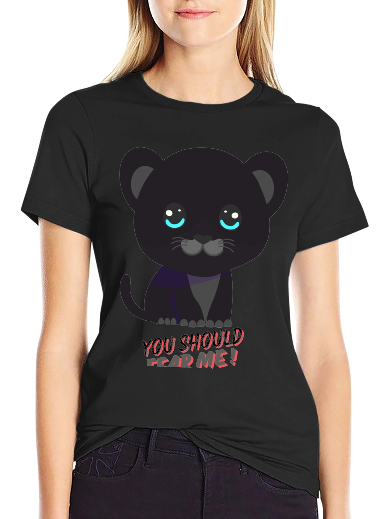 Black Cute Black Panther Tee - You Should Fear Me! view 2