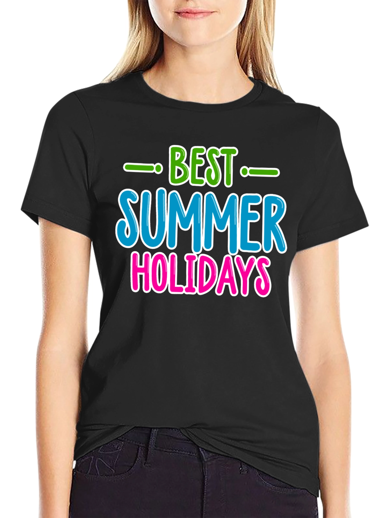 Black Best Summer Holidays Graphic Tee view 2