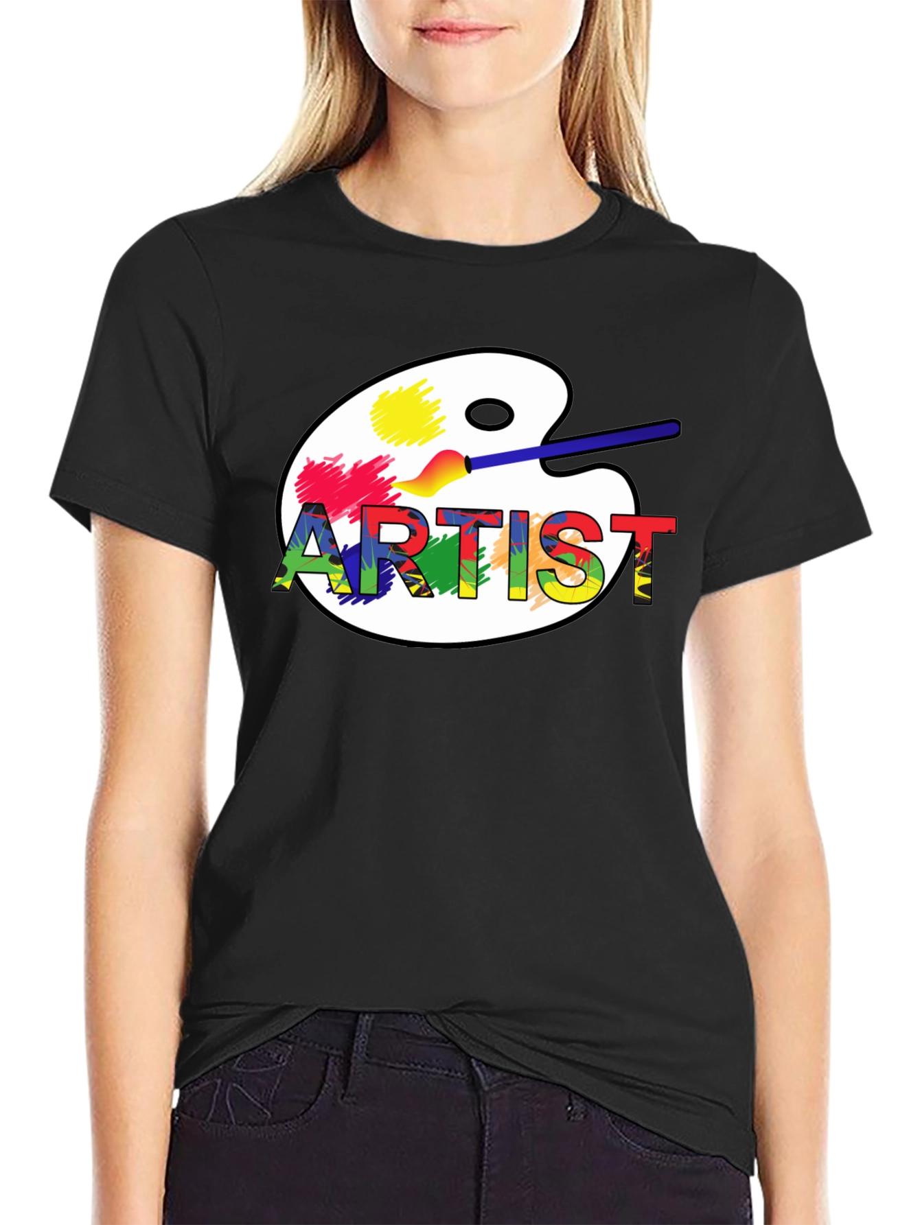 Black Artist Palette Graphic T-Shirt - Black view 2