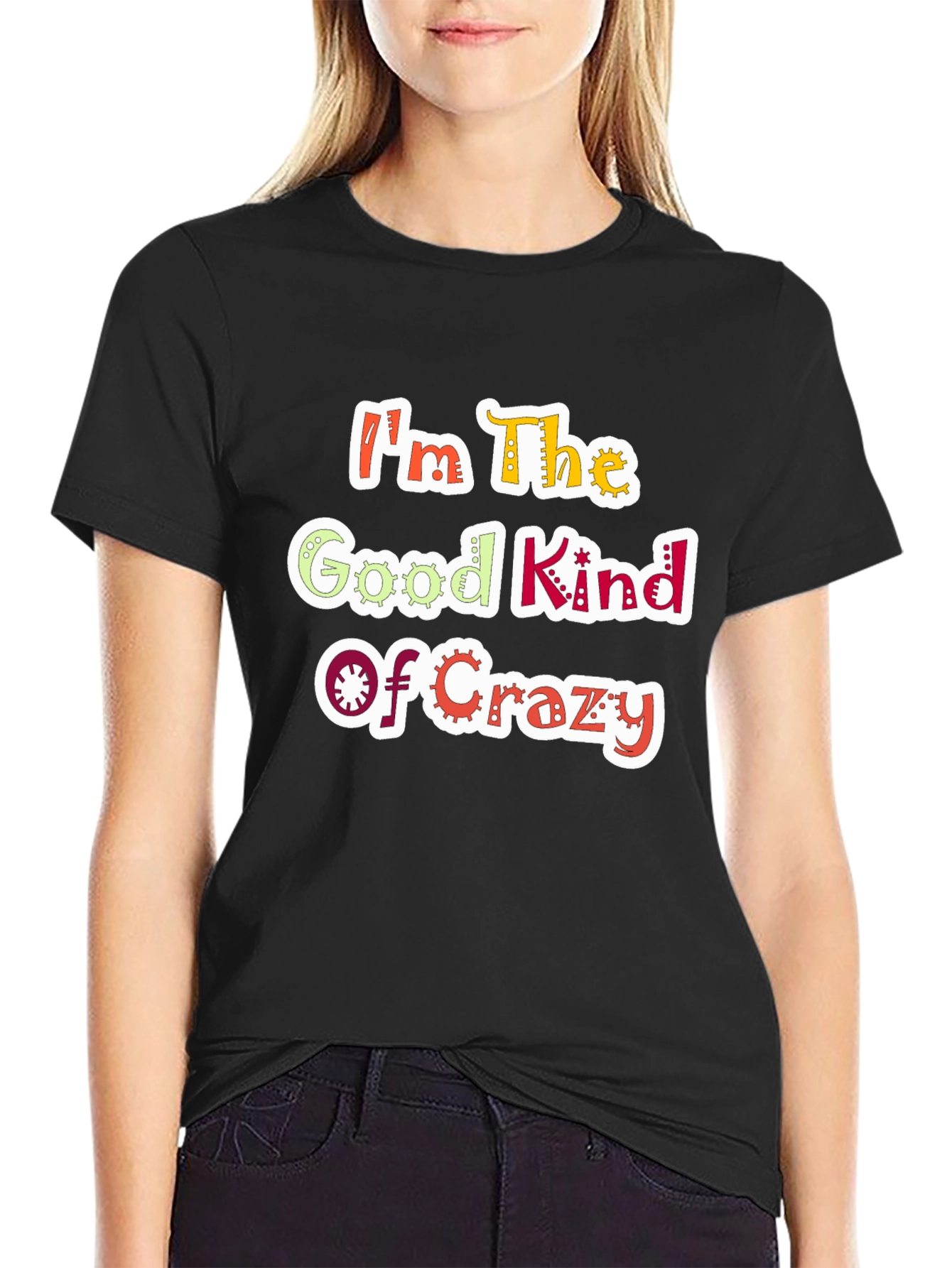Black I'm The Good Kind Of Crazy Graphic Tee view 2