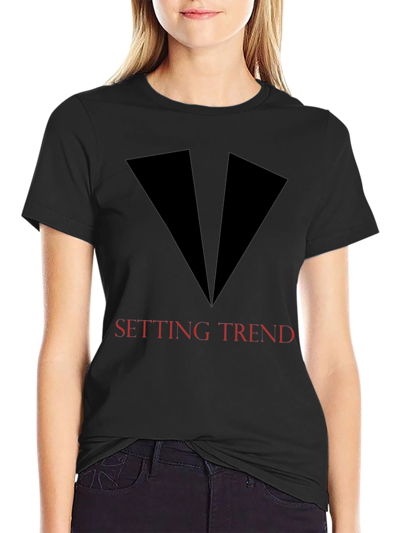 Black Setting Trend Graphic Tee - Sleek Black Design view 2