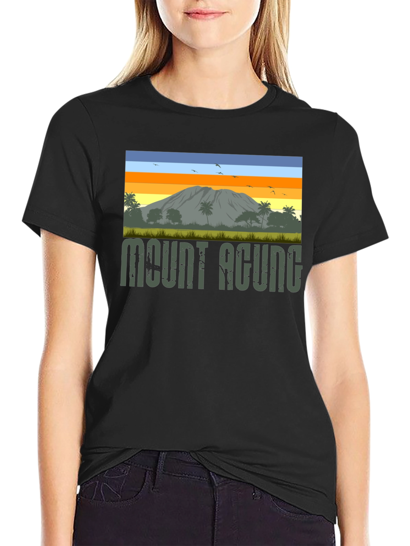 Black Mount Agung Graphic Tee - Nature Inspired T-Shirt view 2