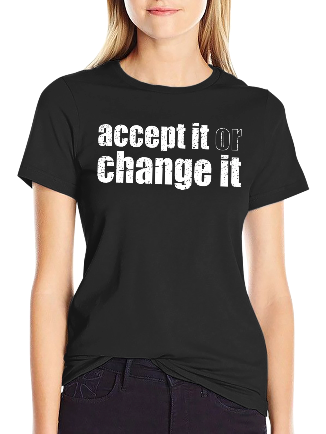 Black Accept It or Change It Graphic Tee - Black view 2