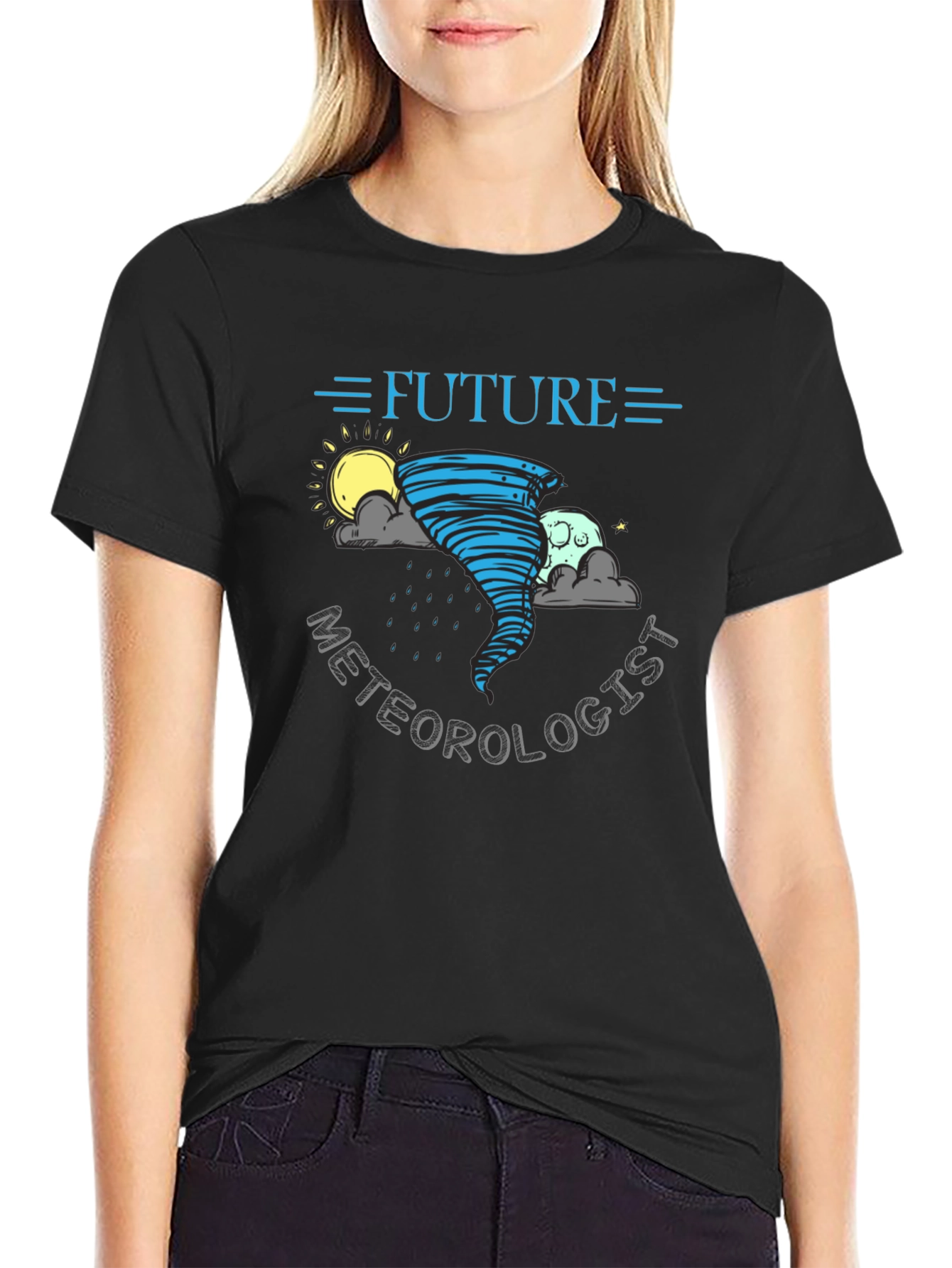Black Future Meteorologist T-Shirt - Weather Science Tee view 2