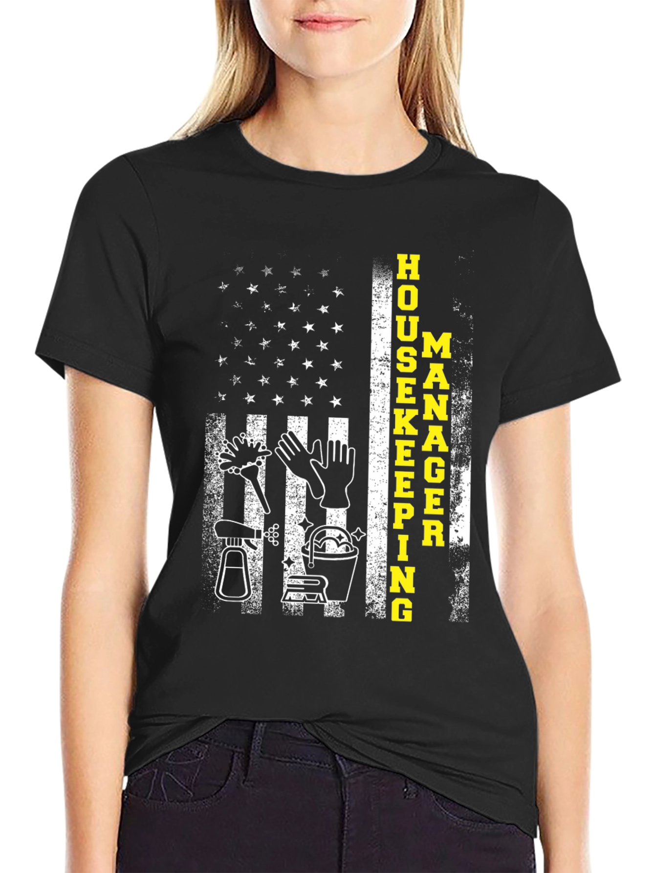 Black Housekeeping Manager Flag T-Shirt view 2