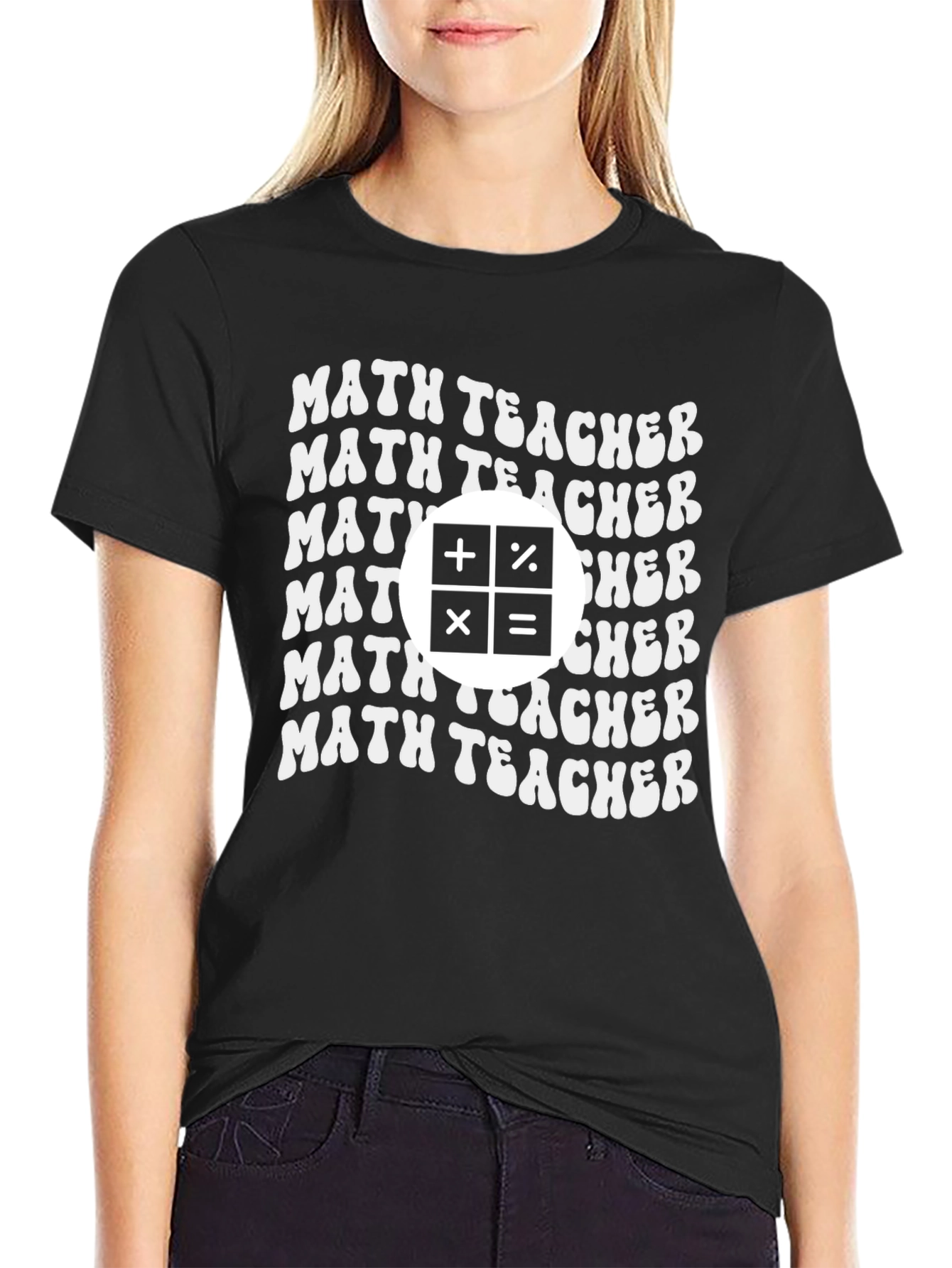 Black Math Teacher T-Shirt view 2