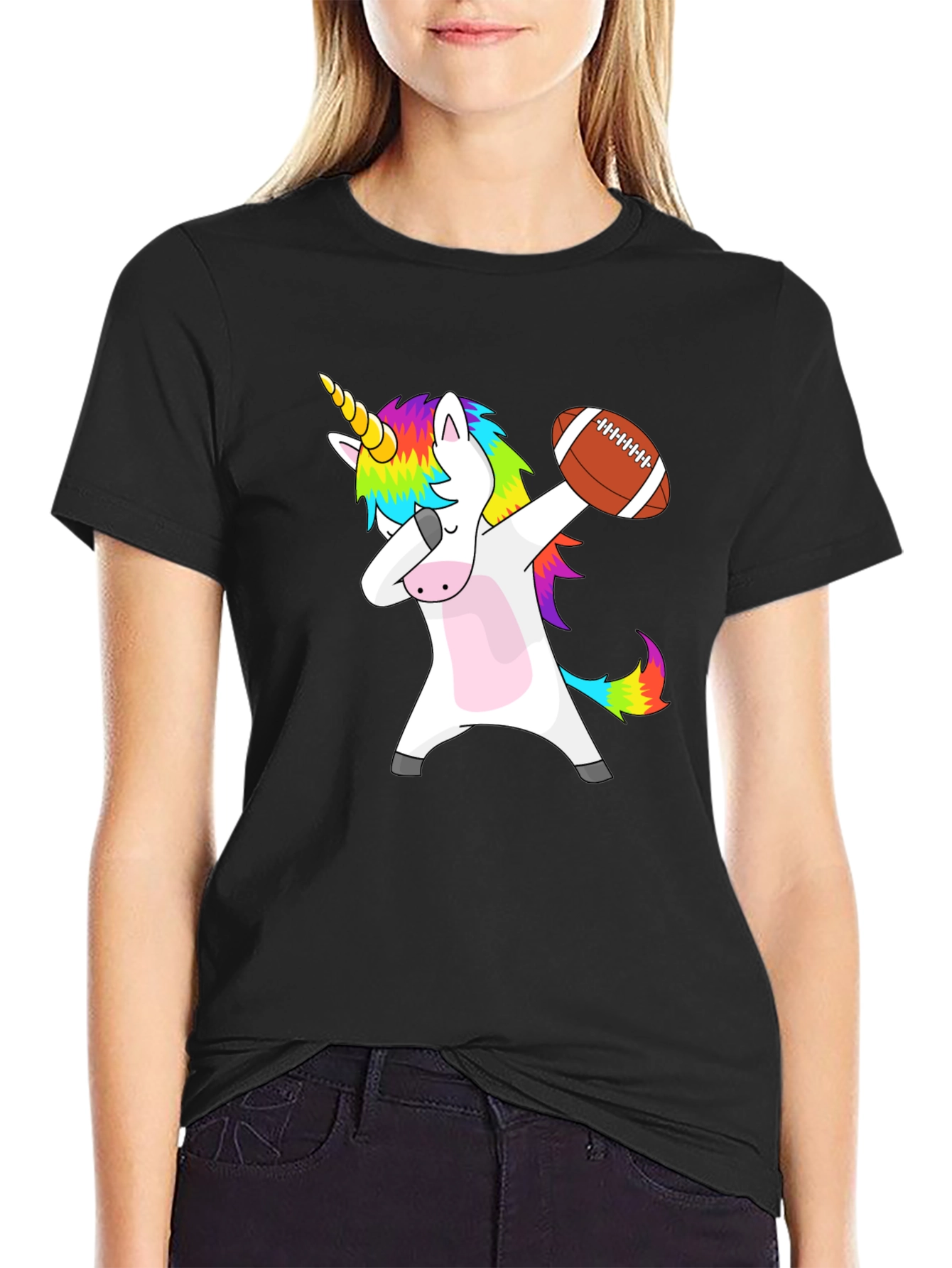 Black Unicorn Football Dab T-Shirt - Fun & Unique Graphic Tee view 2