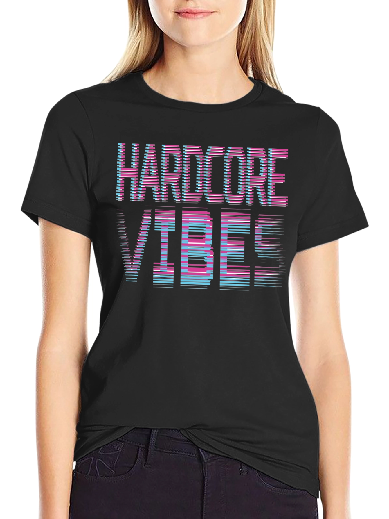 Black Hardcore Vibes Graphic T-Shirt view 2