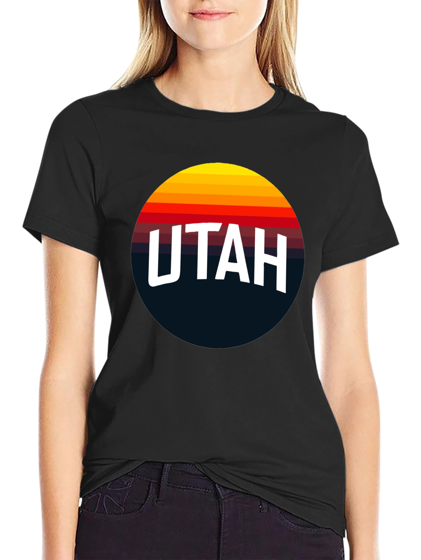Black Retro Utah Graphic Tee - Classic Design T-Shirt view 2
