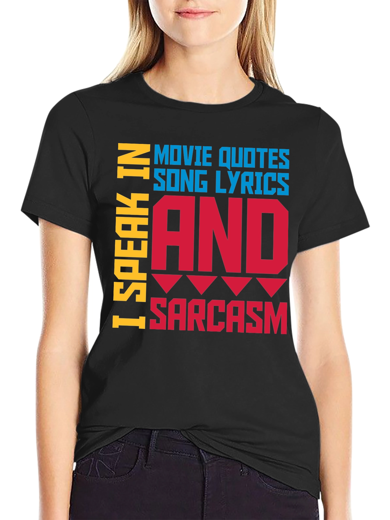 Black Speak In Movie Quotes, Song Lyrics & Sarcasm T-Shirt view 2