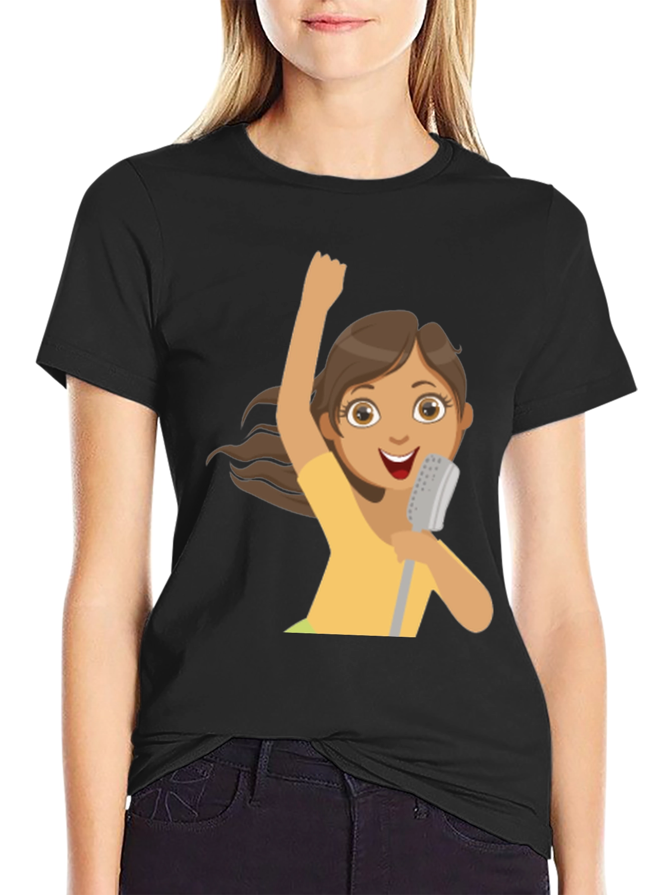 Black Singing Girl Graphic Tee - Fun and Stylish! view 2