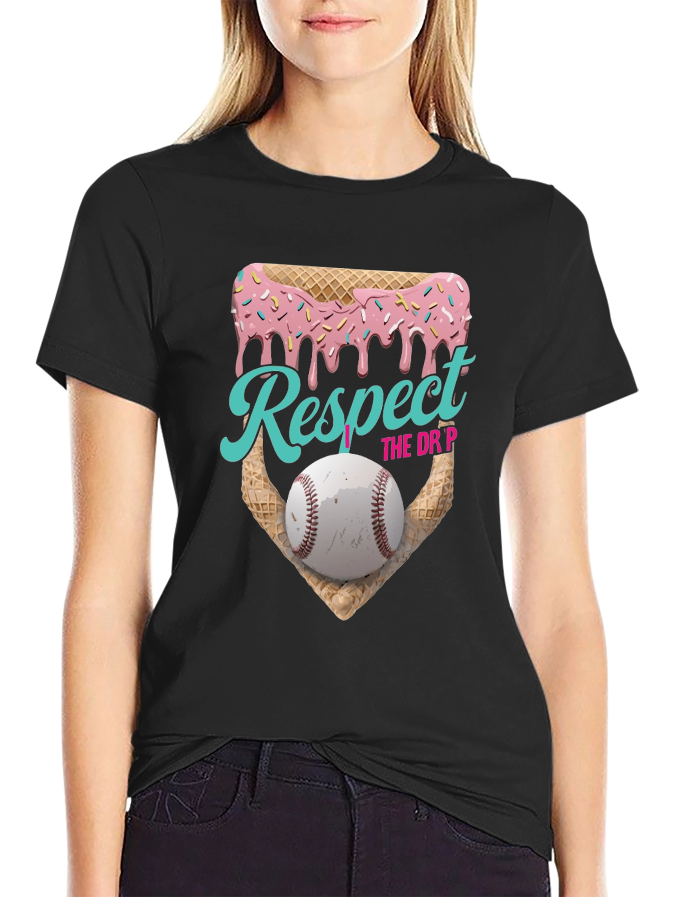 Black Respect the Drip Baseball T-Shirt view 2