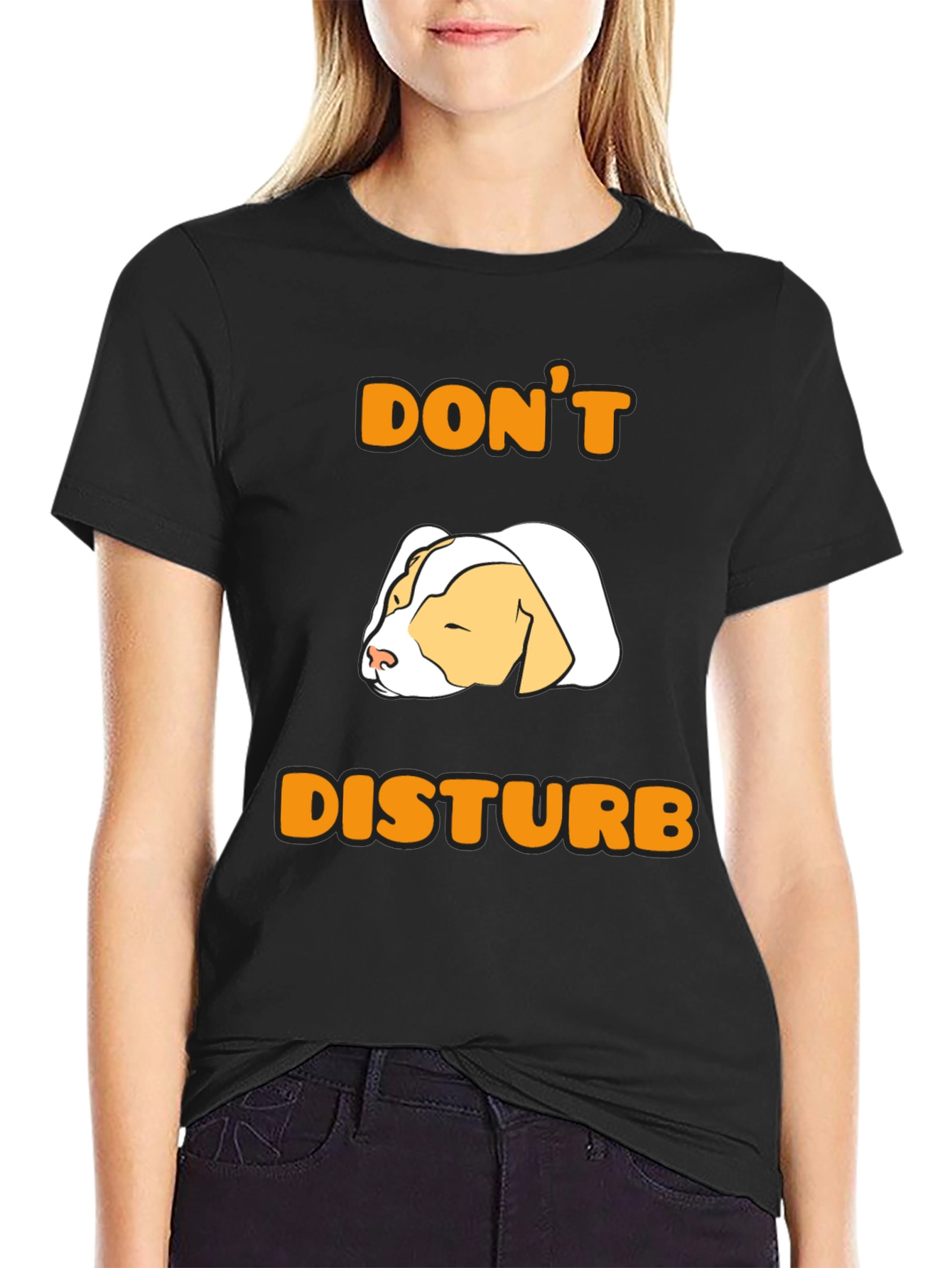 Black Don't Disturb Sleeping Dog T-Shirt - Funny Pet Lover Tee view 2