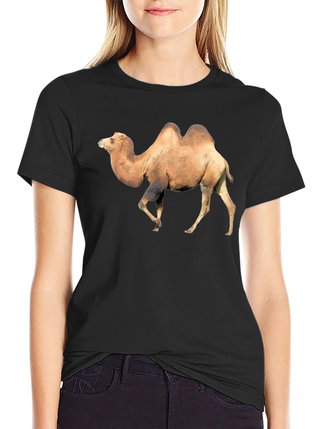 Black Camel Graphic Tee - Unique Animal Print T-Shirt view 2