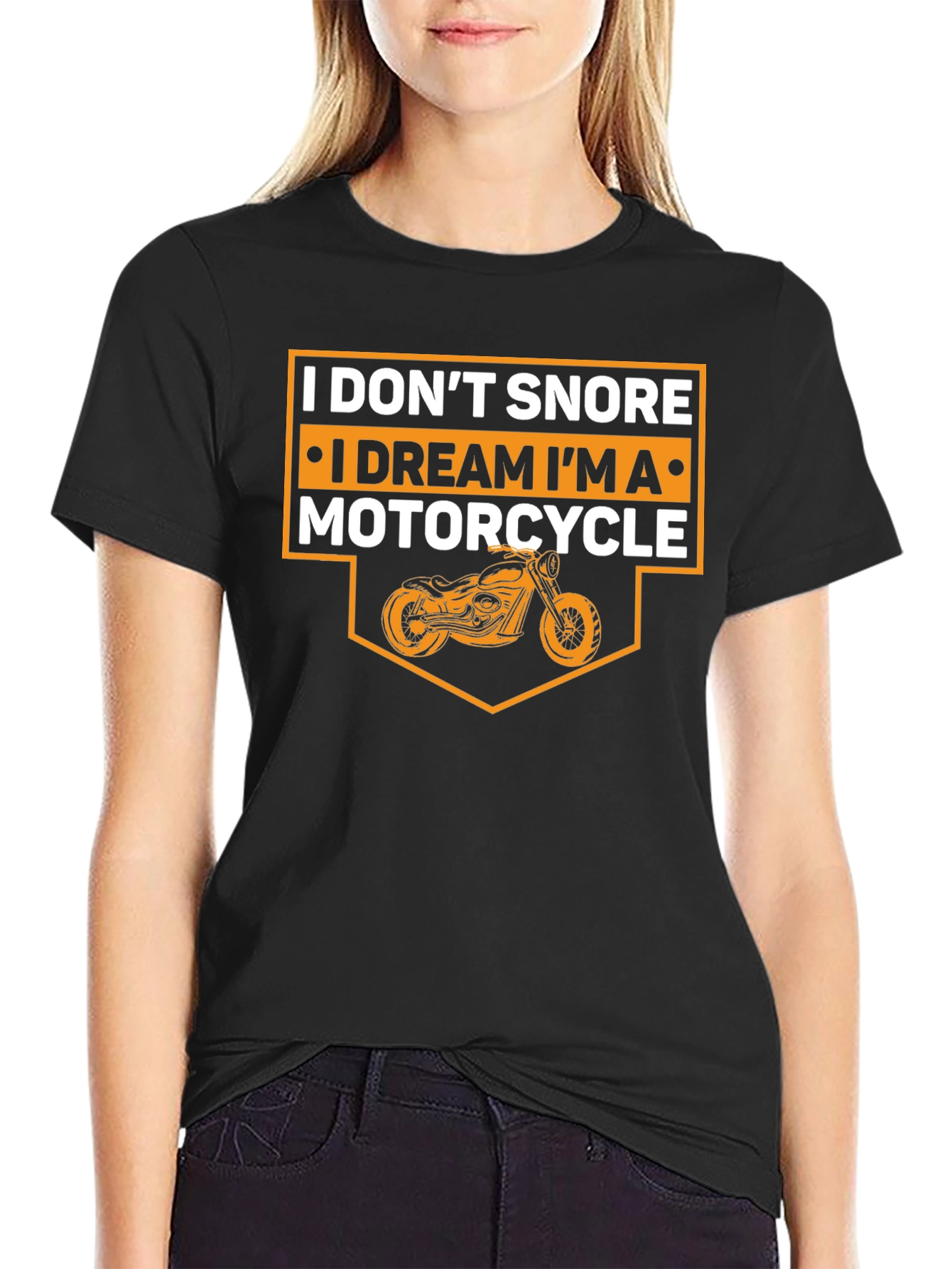 Black I Don't Snore I Dream Motorcycle Graphic Tee view 2