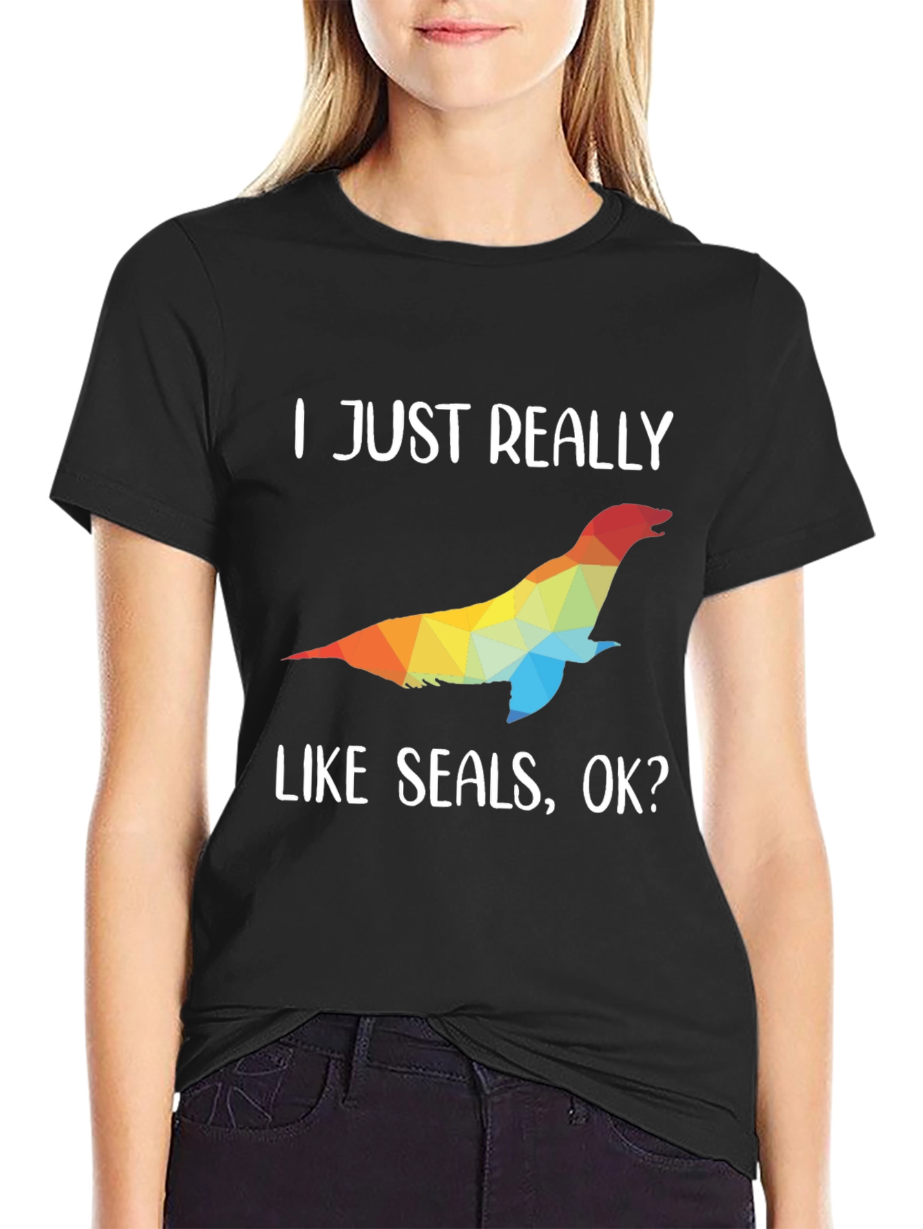 Black I Just Really Like Seals T-Shirt - Unique Design view 2