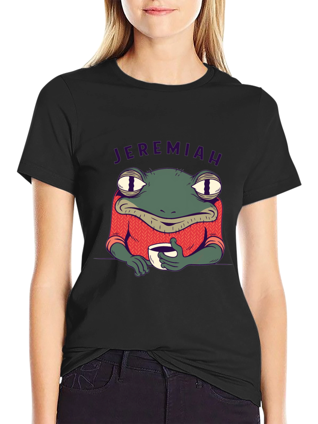 Black Jeremiah Frog Coffee T-Shirt view 2